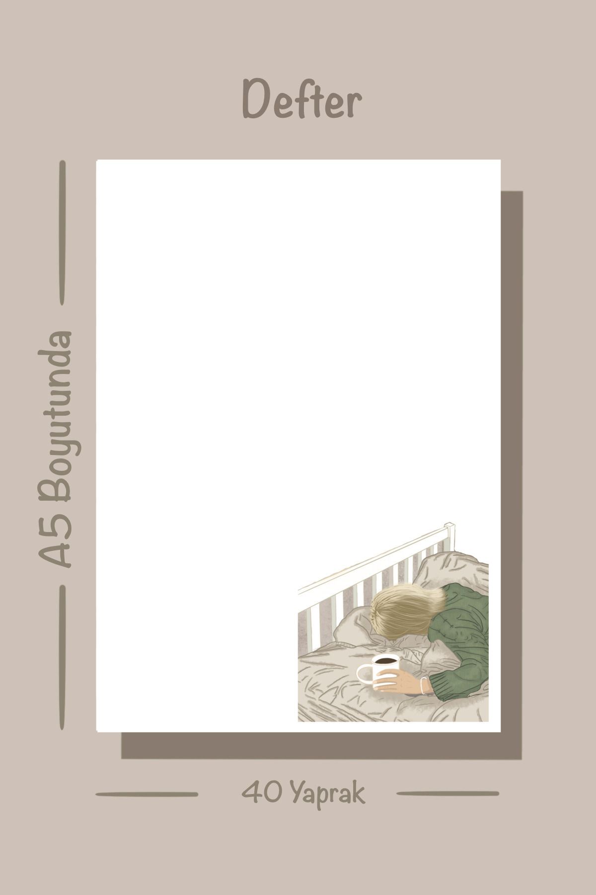 Handeto Kraft-Sleep Coffee Color Notepad - Check Pluck Notebook, Glue Memo Pad, A5 Unlined Notebook 5