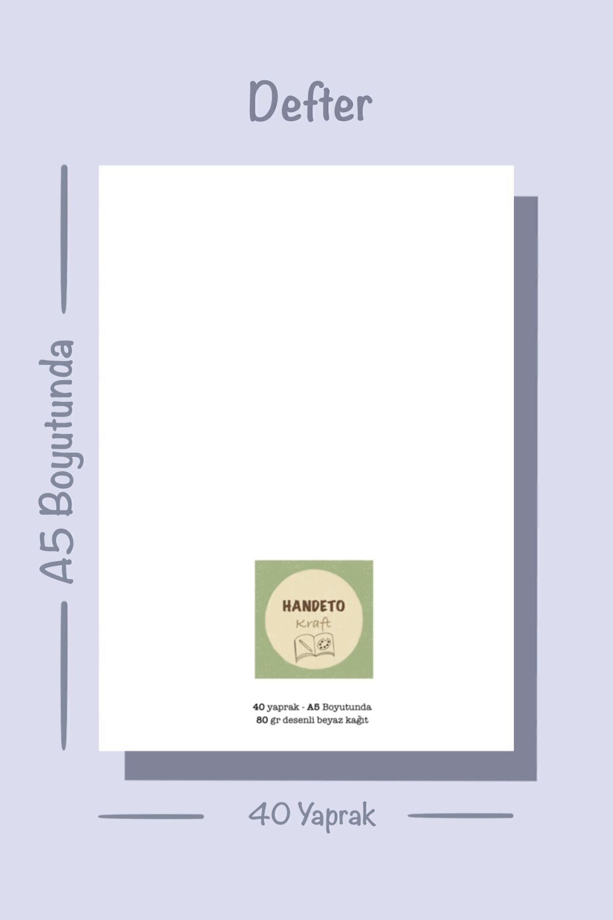 Handeto Kraft-Purple Flower Themed Notepad - Check Book, Glue Memo Pad, A5 Unlined Notebook 6