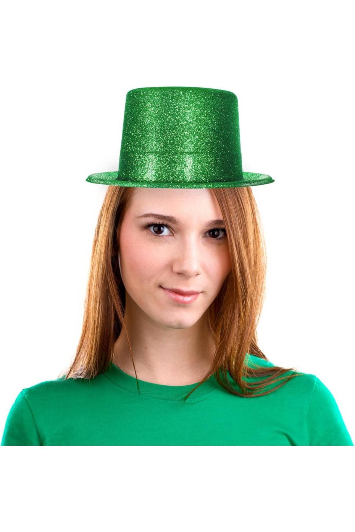 کلاه مهمانی فِدرِا سیلِندر نِسی‌ورلد با رنگ سبز براق و اکلیلی