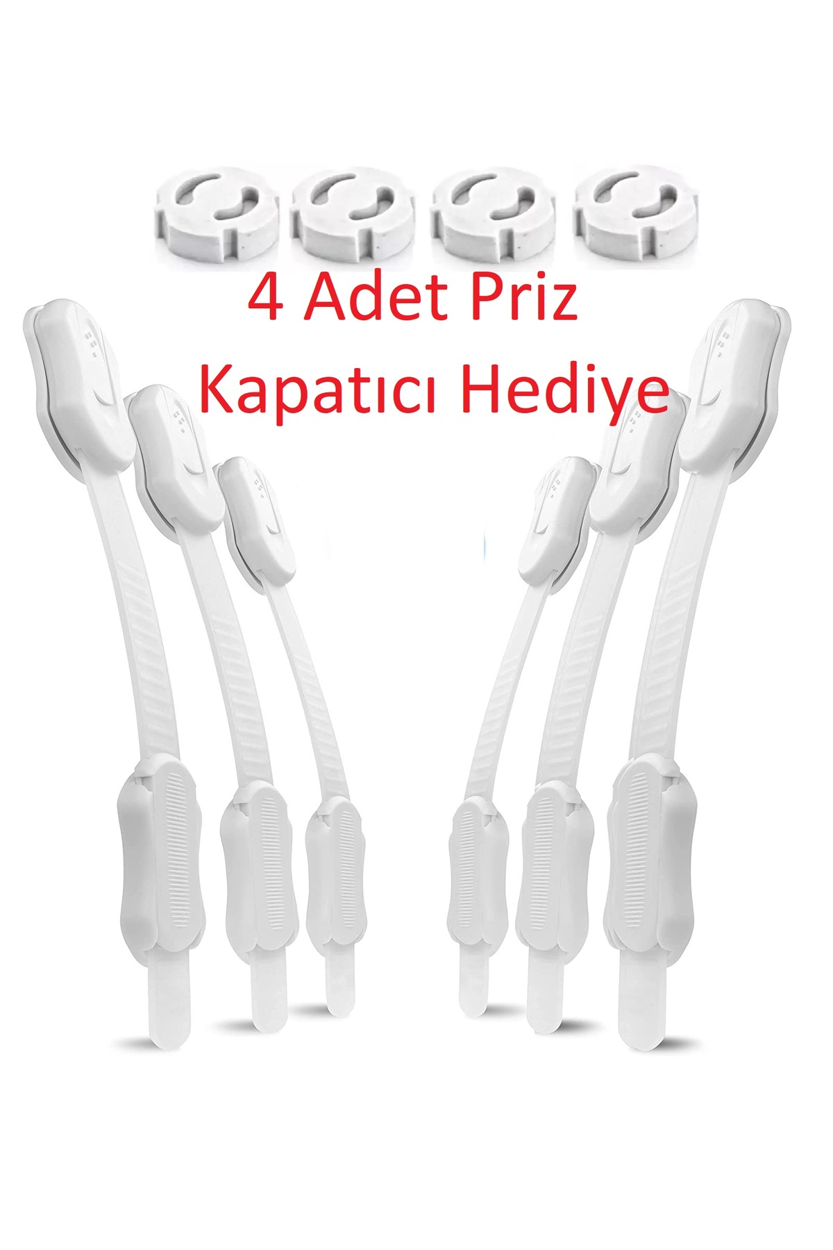 Kidkid 6 Adet Çocuk Kilidi Çekmece Dolap Kilidi 3m Bant 4 Adet Priz Kapatıcı Hediye fotoğrafı 2 (önizleme)