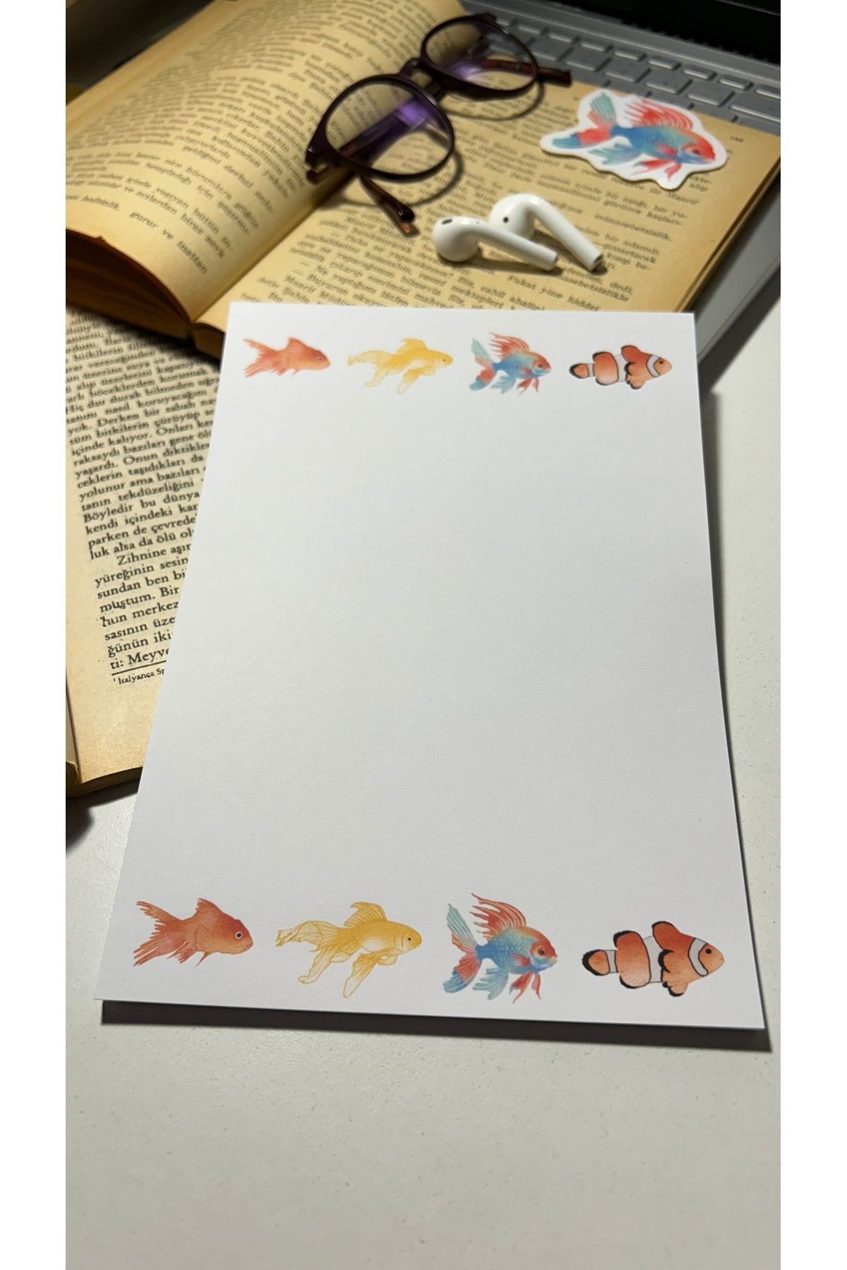 Handeto Kraft-دفتر ملاحظات على شكل سمكة، دفتر ملاحظات مع غراء، دفتر ملاحظات مقاس A5، دفتر ملاحظات غير مبطن 1