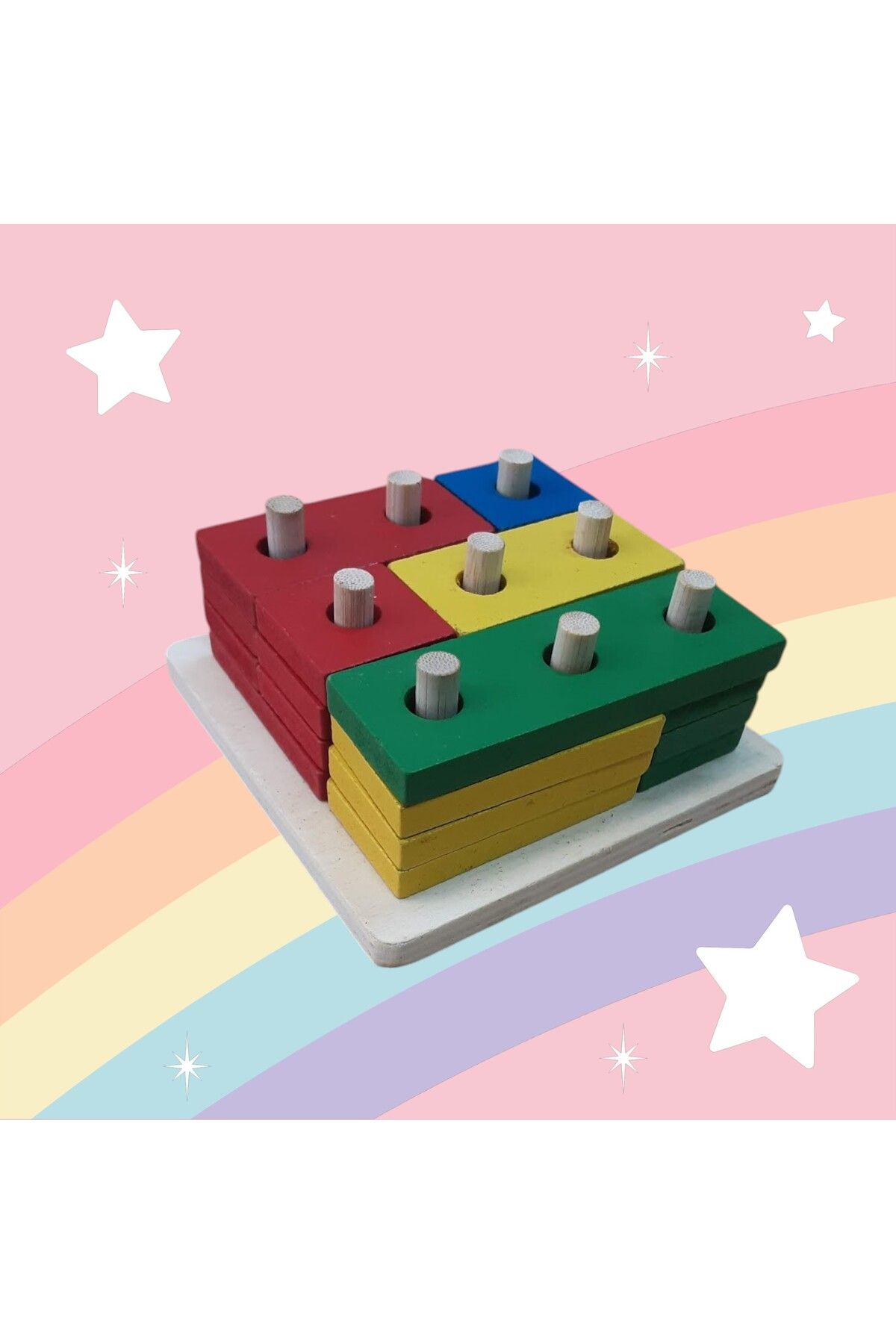 pinokyo akademi-Educational Wooden Color Block Stringing Tetris Toy 3