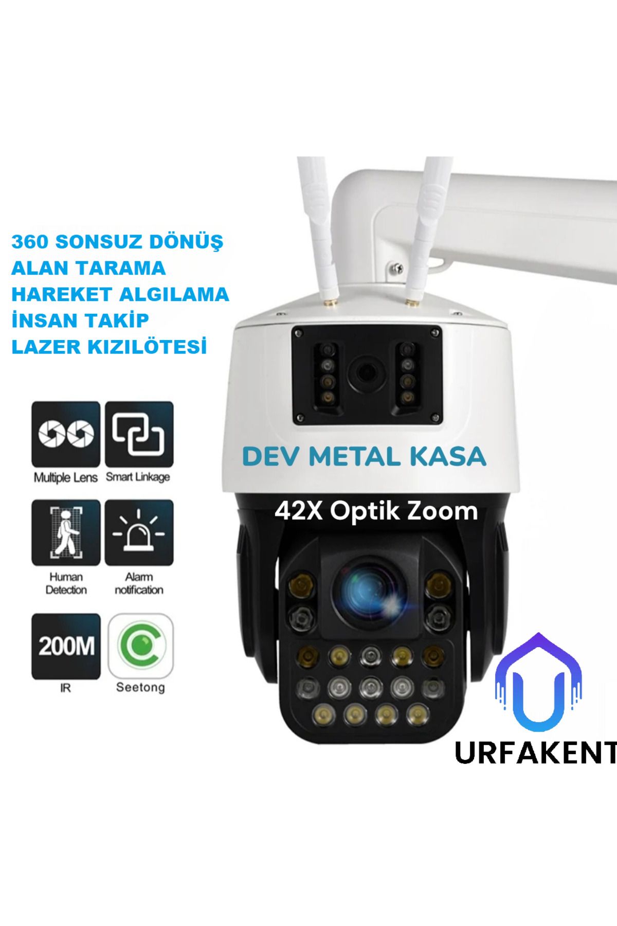 Urfakent Çift Kameralı 42X Optik Zoom Dev Metal Kasa WIFI Kamera