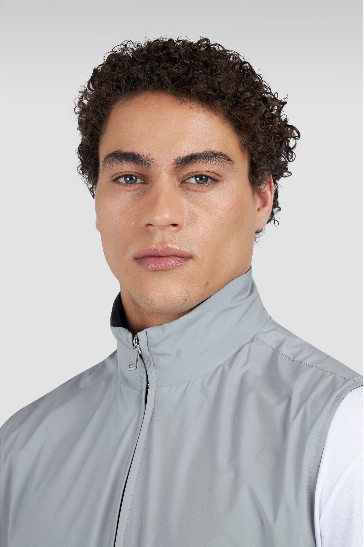 PAUL&SHARK-Men's Double-Sided Wind-Resistant Waterproof Stand-Up Collar Sleeveless Gray Vest 25412614 -325 5