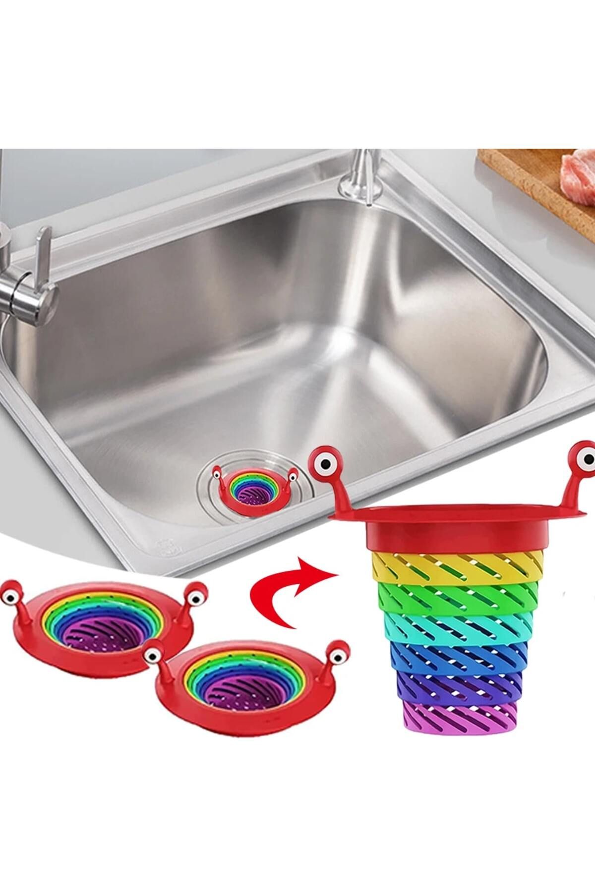 mrpurple Mutfak - Banyo Lavabo Filtresi Süzgeci Gökkuşağı Kademeli Drenaj Deliği Atık Filtresi