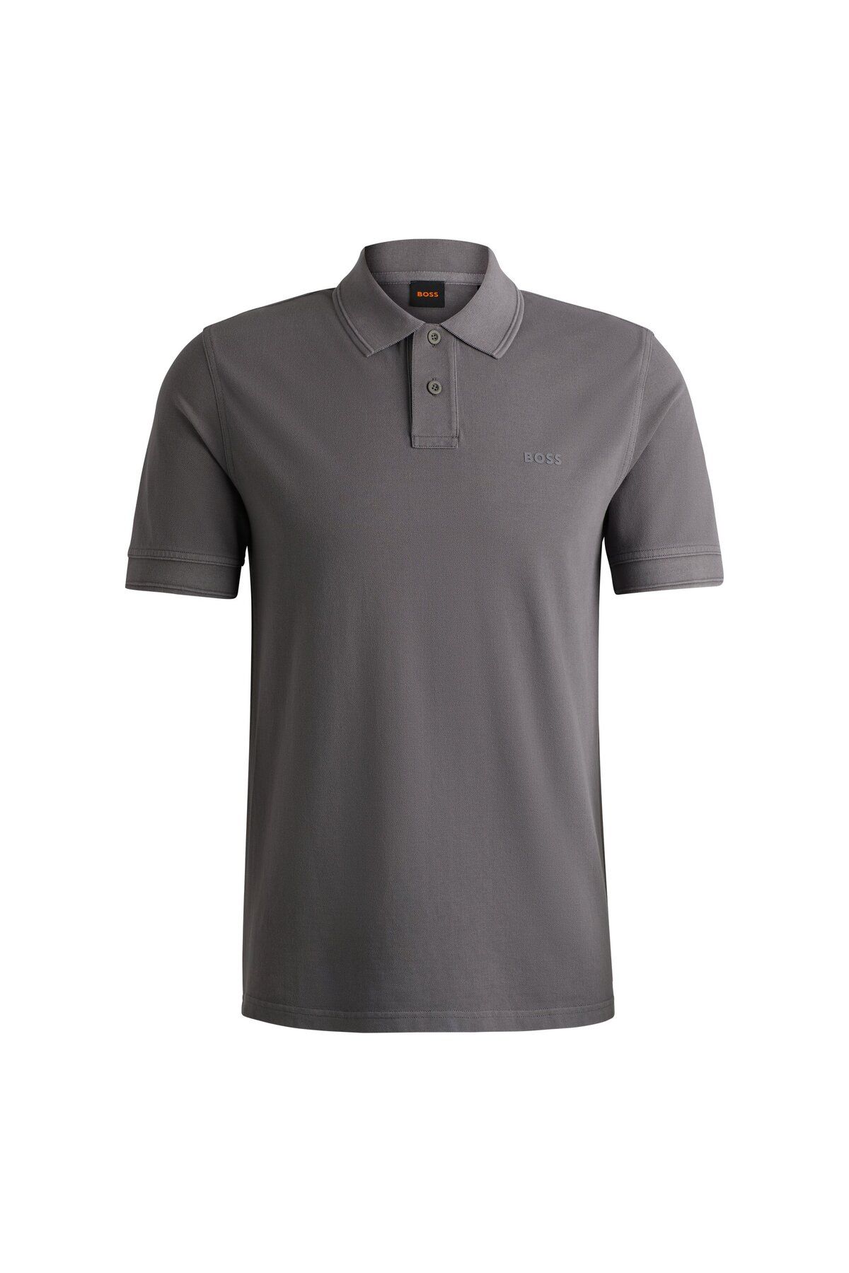 تی شرت یقه پولو خاکستری مردانه آرم طرح دار پنبه Pike Polo Yaka t shirt BOSS