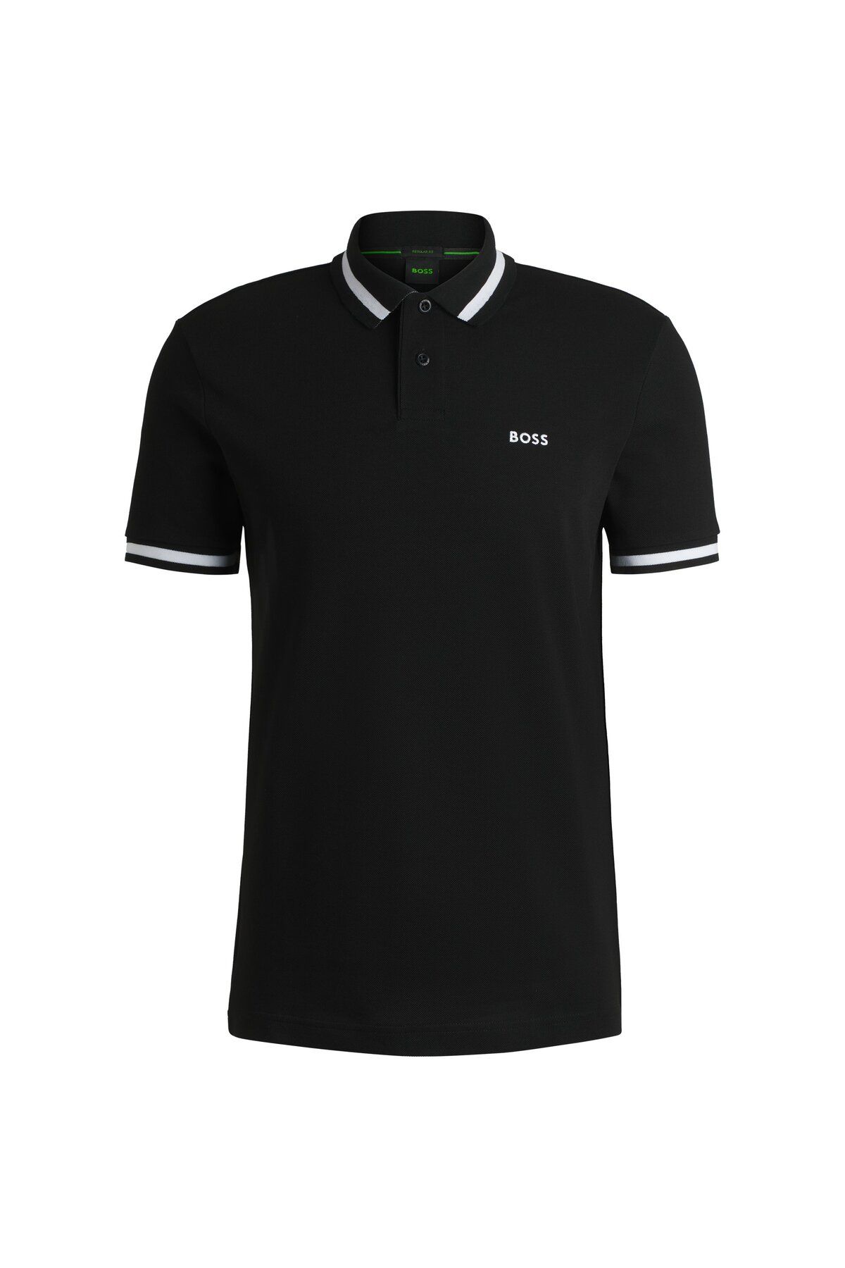 تی شرت یقه پولو مشکی مردانه پنبه ، کنتراست مفصل چوگان yaka t shirt BOSS