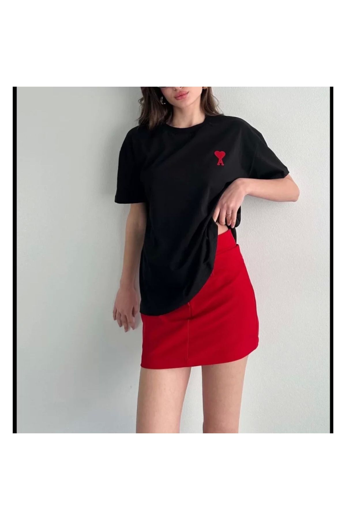 Narnuga Unisex Bisiklet Yaka Baskılı Oversize TShirt