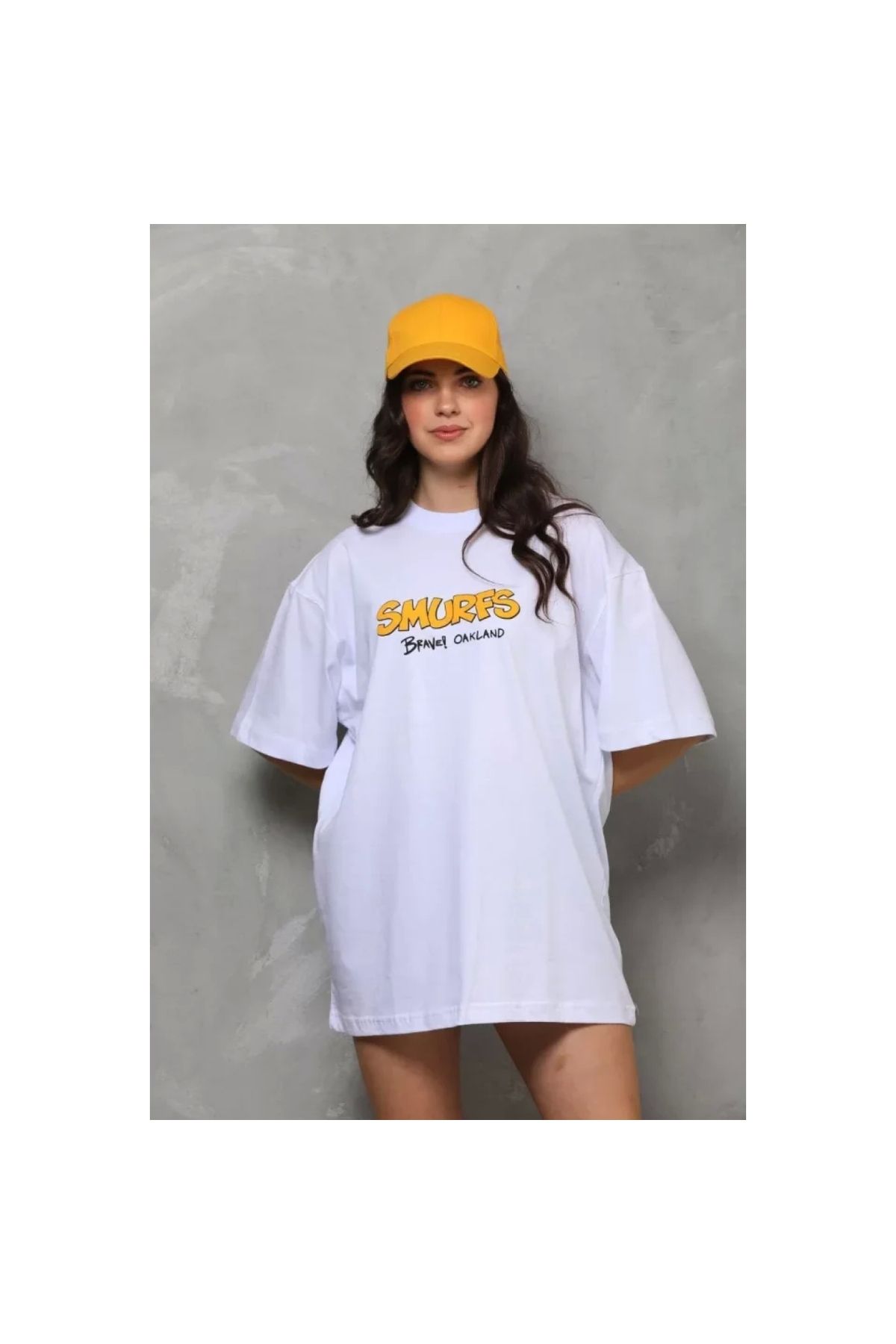 Narnuga Unisex Bisiklet Yaka Baskılı Oversize TShirt