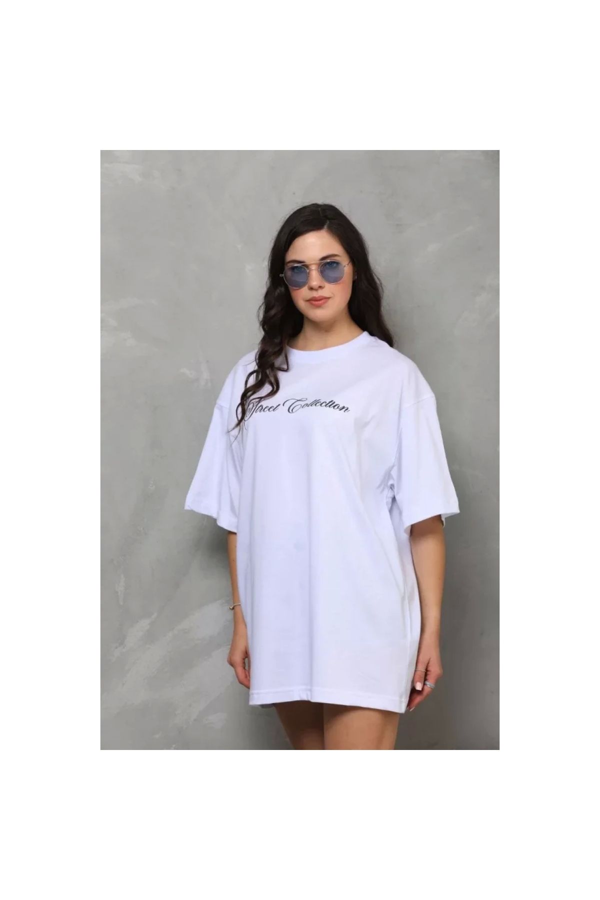 Narnuga Unisex Bisiklet Yaka Baskılı Oversize TShirt