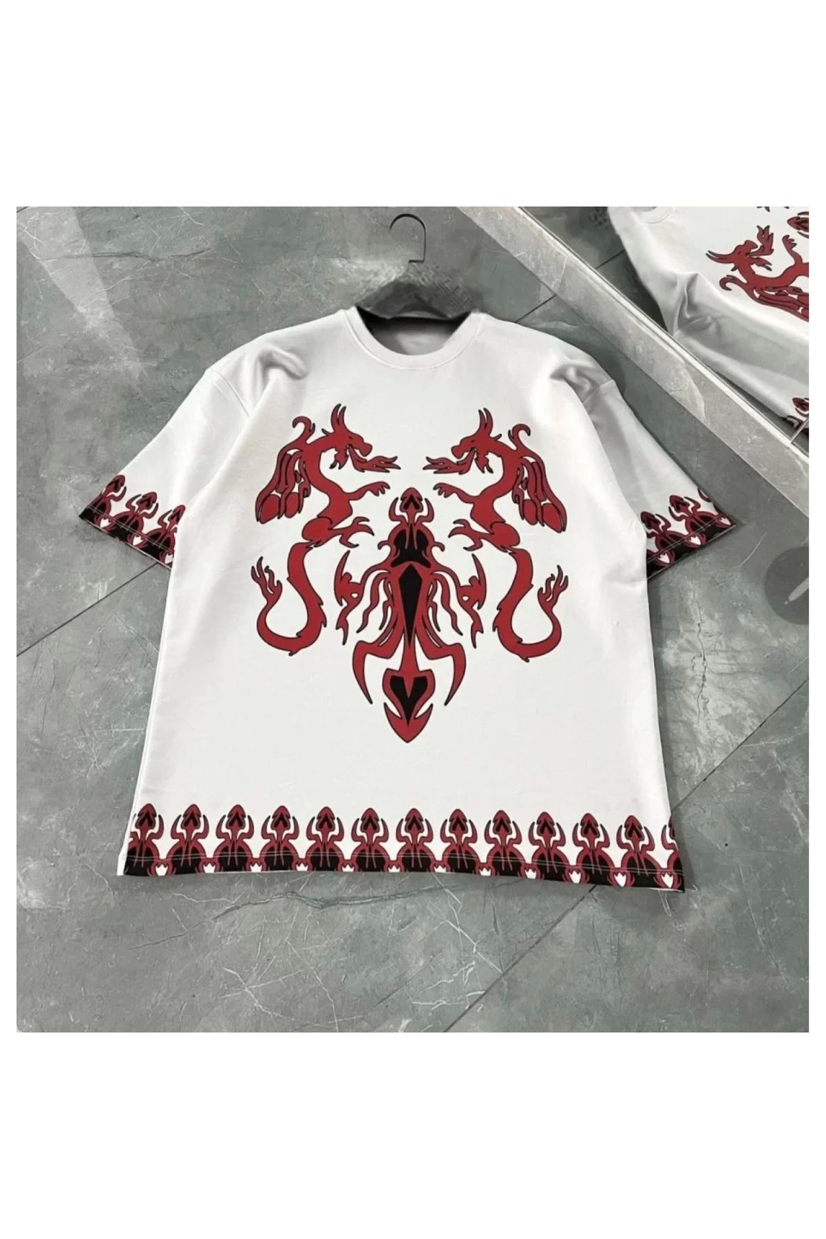 Narnuga Unisex Bisiklet Yaka Baskılı Oversize TShirt