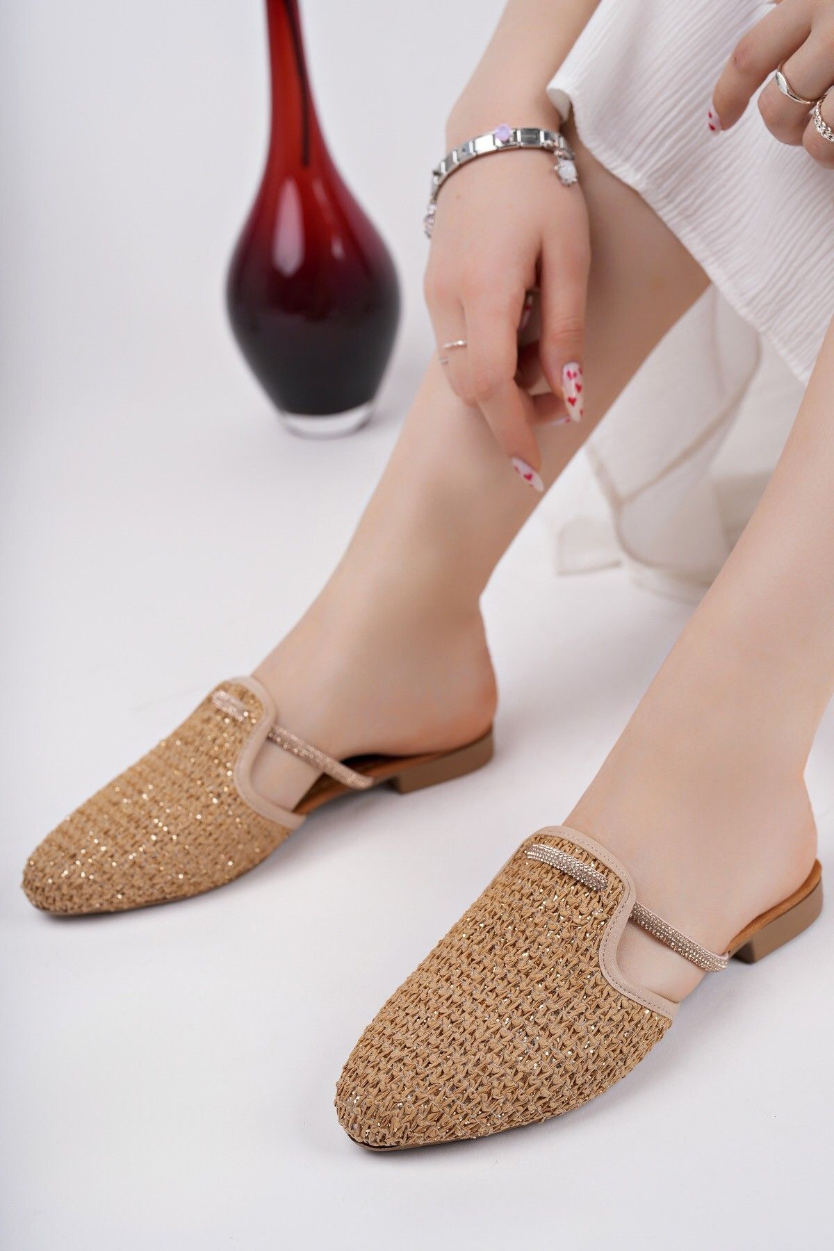 MUGGO-Zi̇nta Closed Front Women's Daily Straw Slippers 5