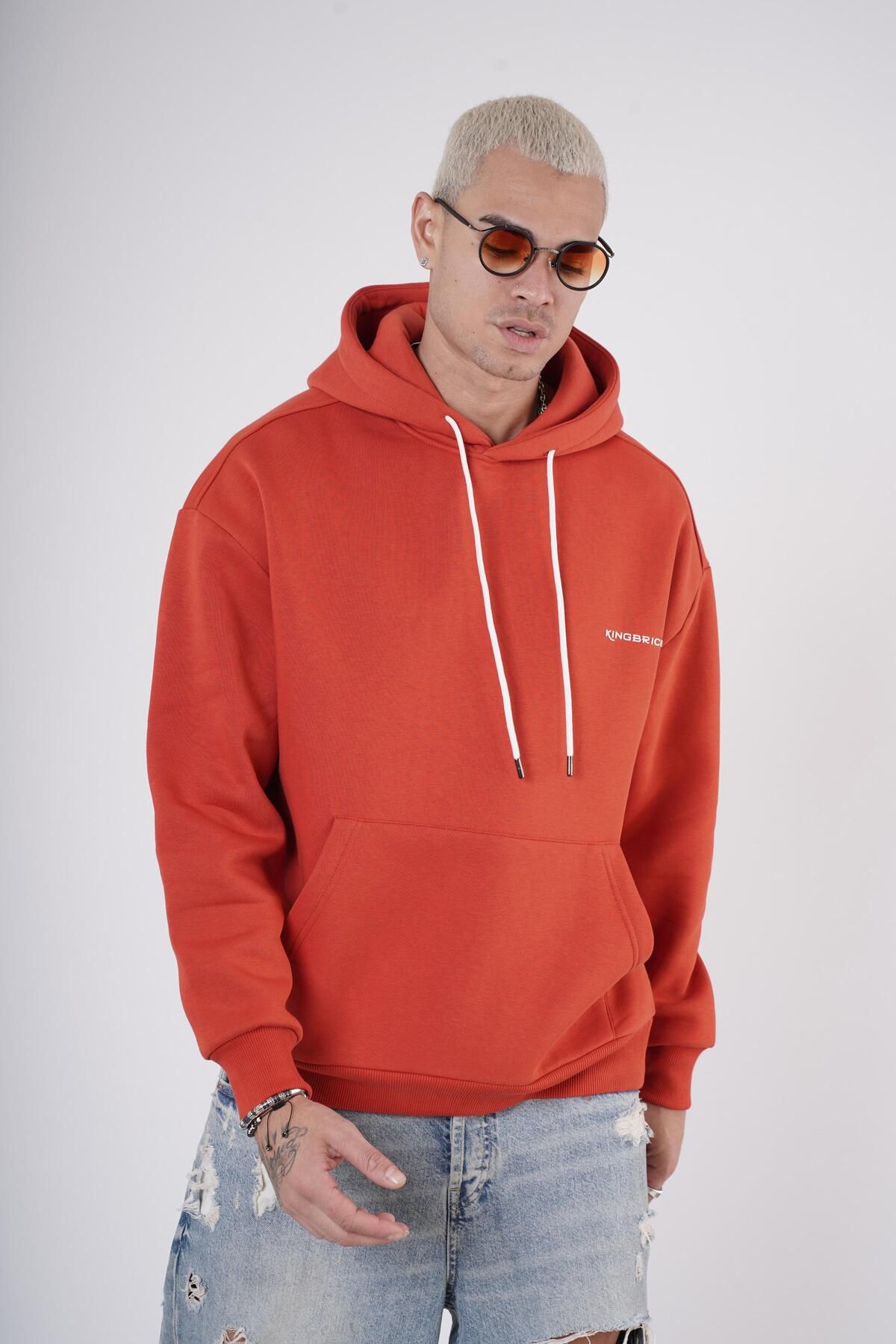 Butik-Trend We - Unisex 3 Thread Sweatshirt with Hood, Kangaroo Pocket and Print Detail 3