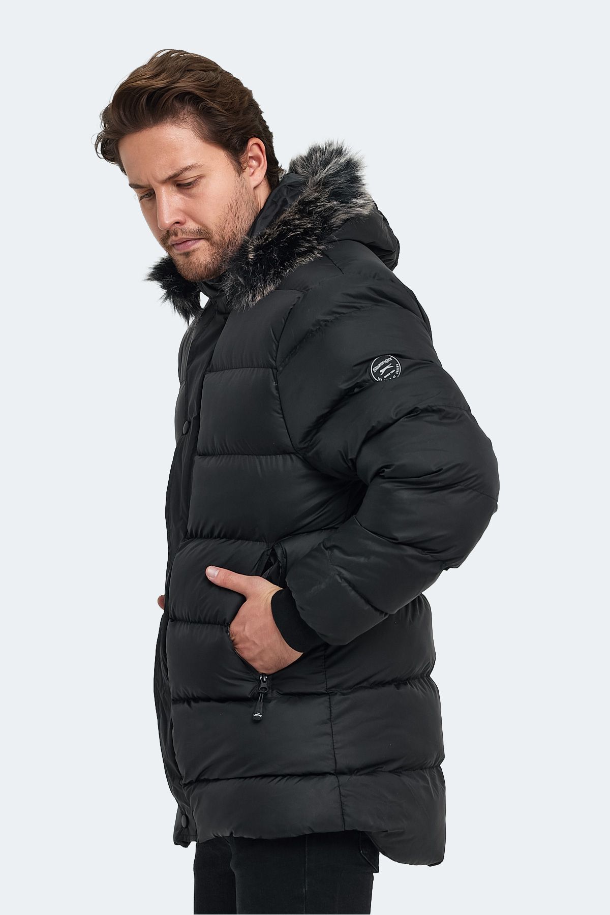 کاپشن مشکی مردانه مانتو Harshal St29je005 اورجینال Slazenger