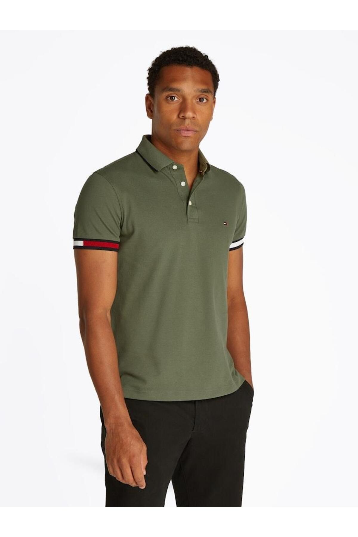 تی شرت پولو مردانه FLAG CUFF SLIM FIT POLO Tommy Hilfiger
