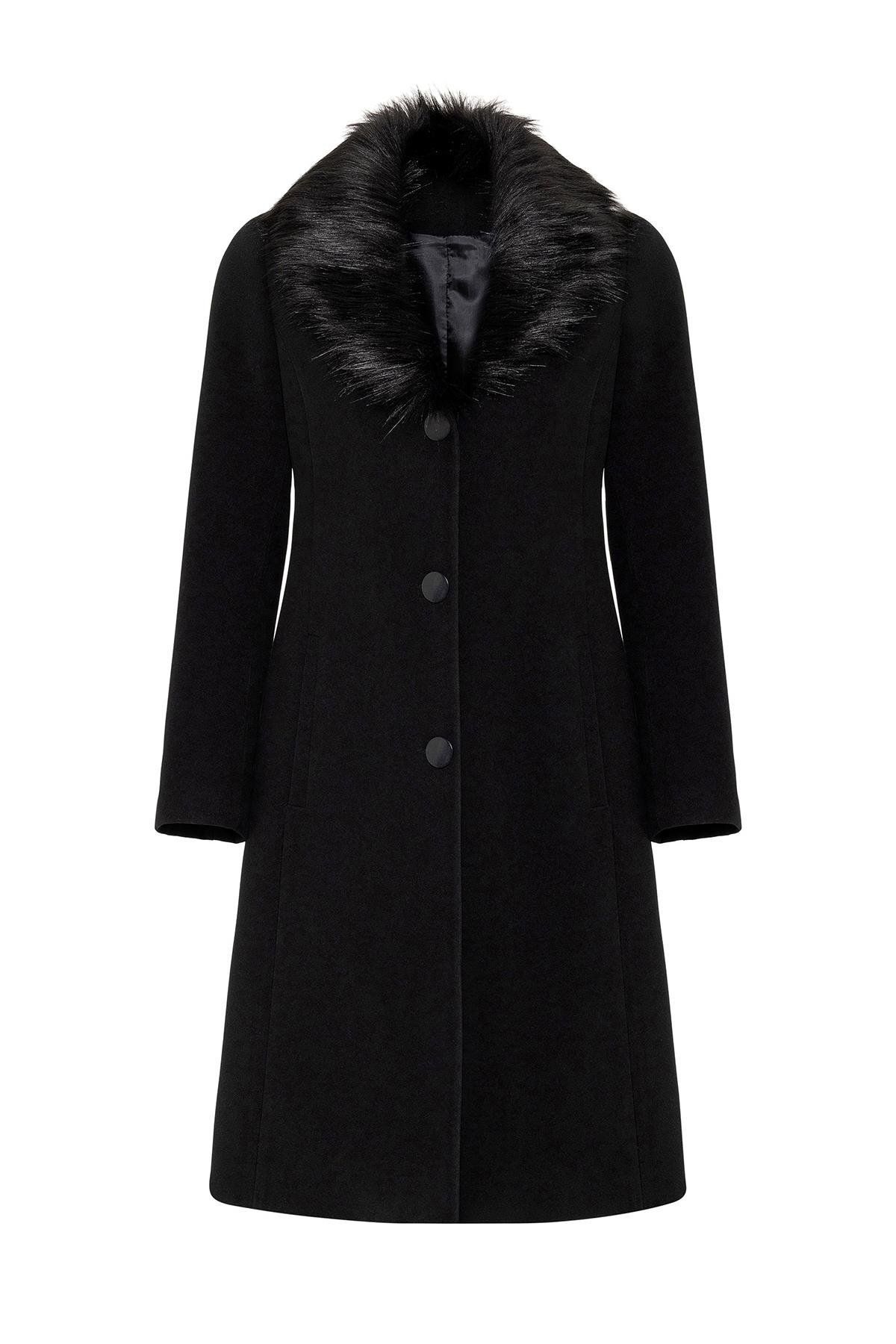 Concept.-Men's Mobile Fur Collar Coat Black 3620-y 1