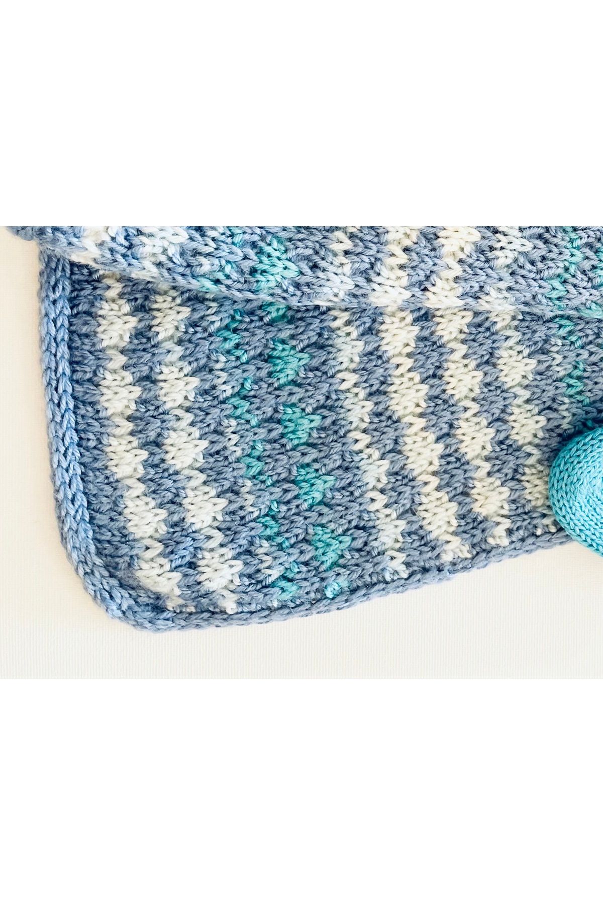 AZUKİDS-Blue Striped Baby Blanket - 40% Wool, 20% Bamboo and 40% Acrylic (90 X 120 cm) 4