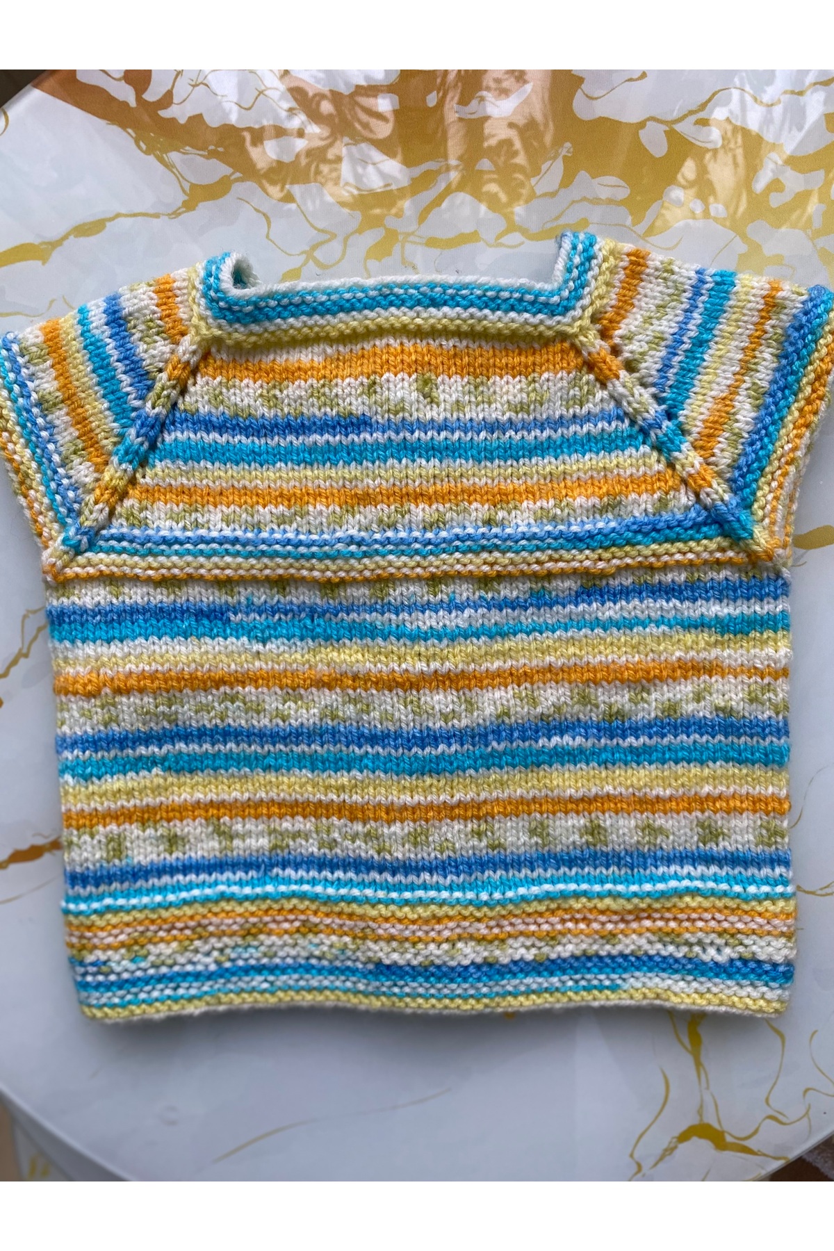 GoyceFashion %100 El Örmesi Ebruli Örgü İpinden Örülmüş Unisex Bebek Yeleği fotoğrafı 3 (önizleme)