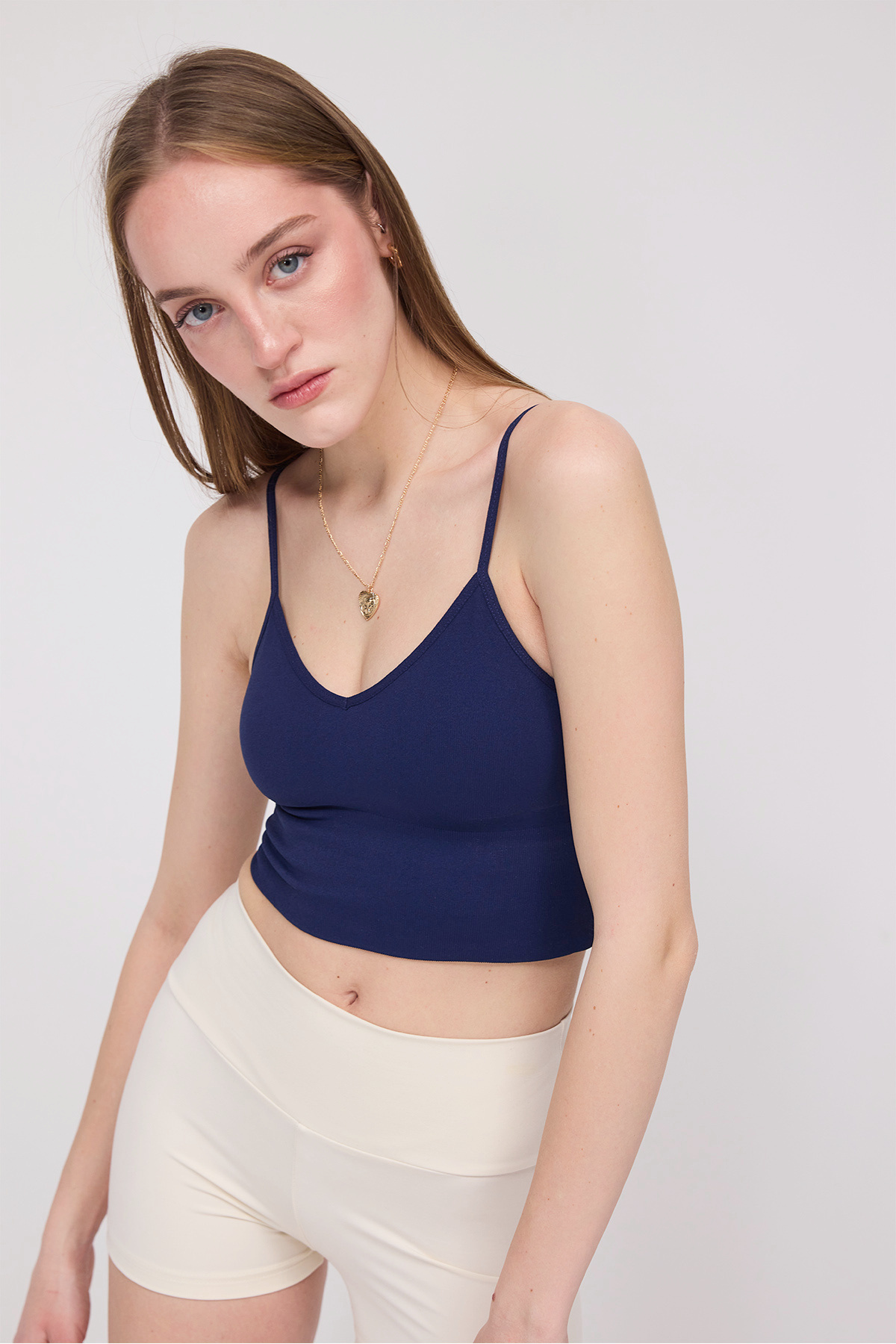 Addax-A009 Crop Tank Top with Rope Straps 3