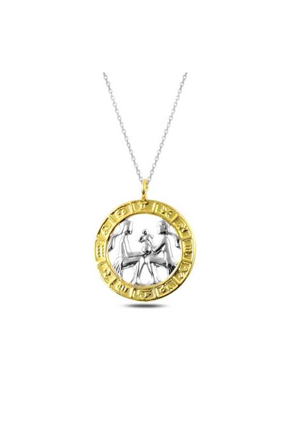 SANSERA 925 Ayar Gümüş Gold İkizler Burcu Kadın Gümüş Kolye
