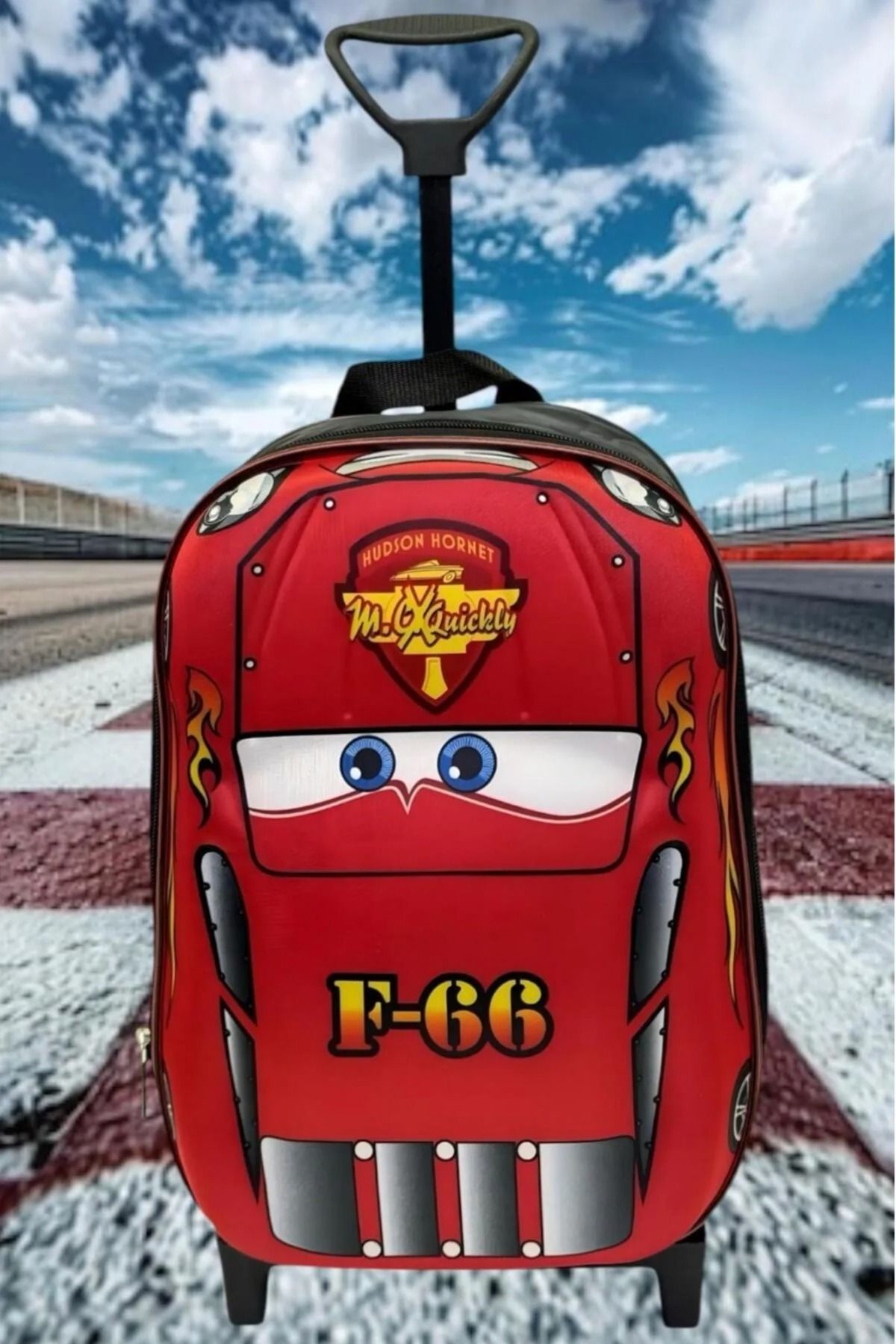 Uniquerrs-Kindergarten Nursery Children's Cars F-66 Luxury 5D Embossed Printed School Bag and Backpack with Squeegee Wheels 3