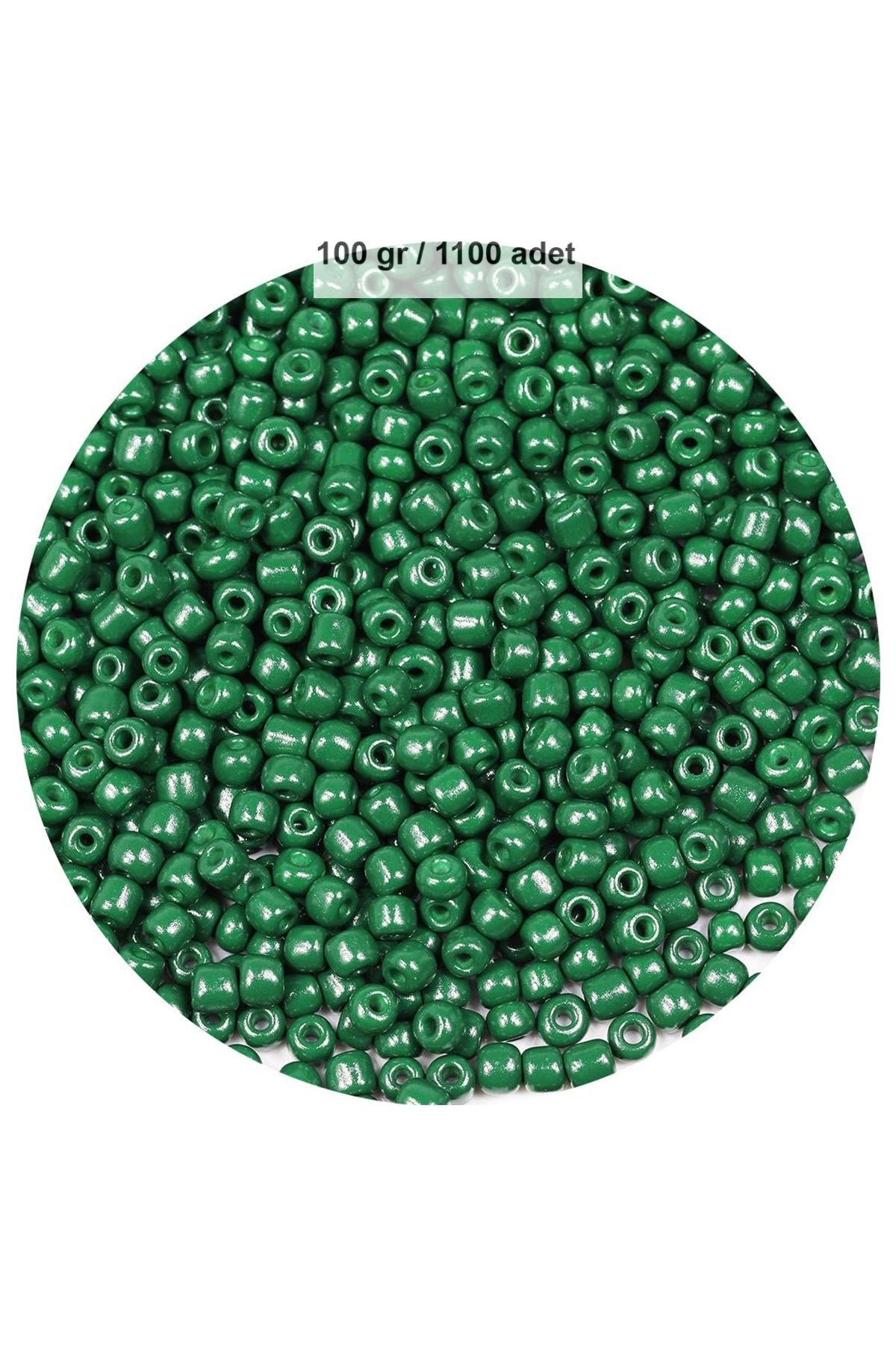 Angoravi Koyu Yeşil Renk 4 mm Yaklaşık 1100 adet / 100 gram Cam Boncuk Oya Yazma Bileklik ve Kolye