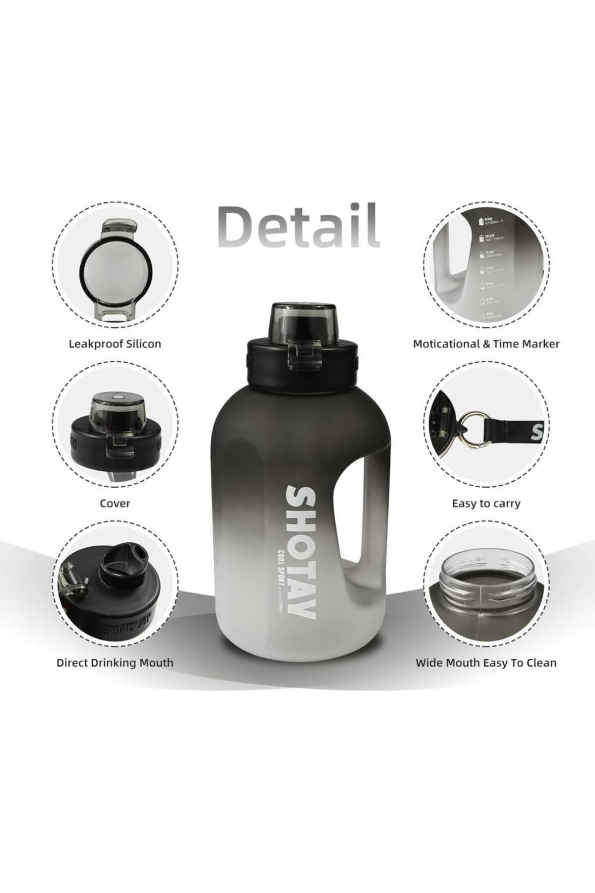 Shotay-Five Colorful Water Bottle - Tritan Black 1500ml 3