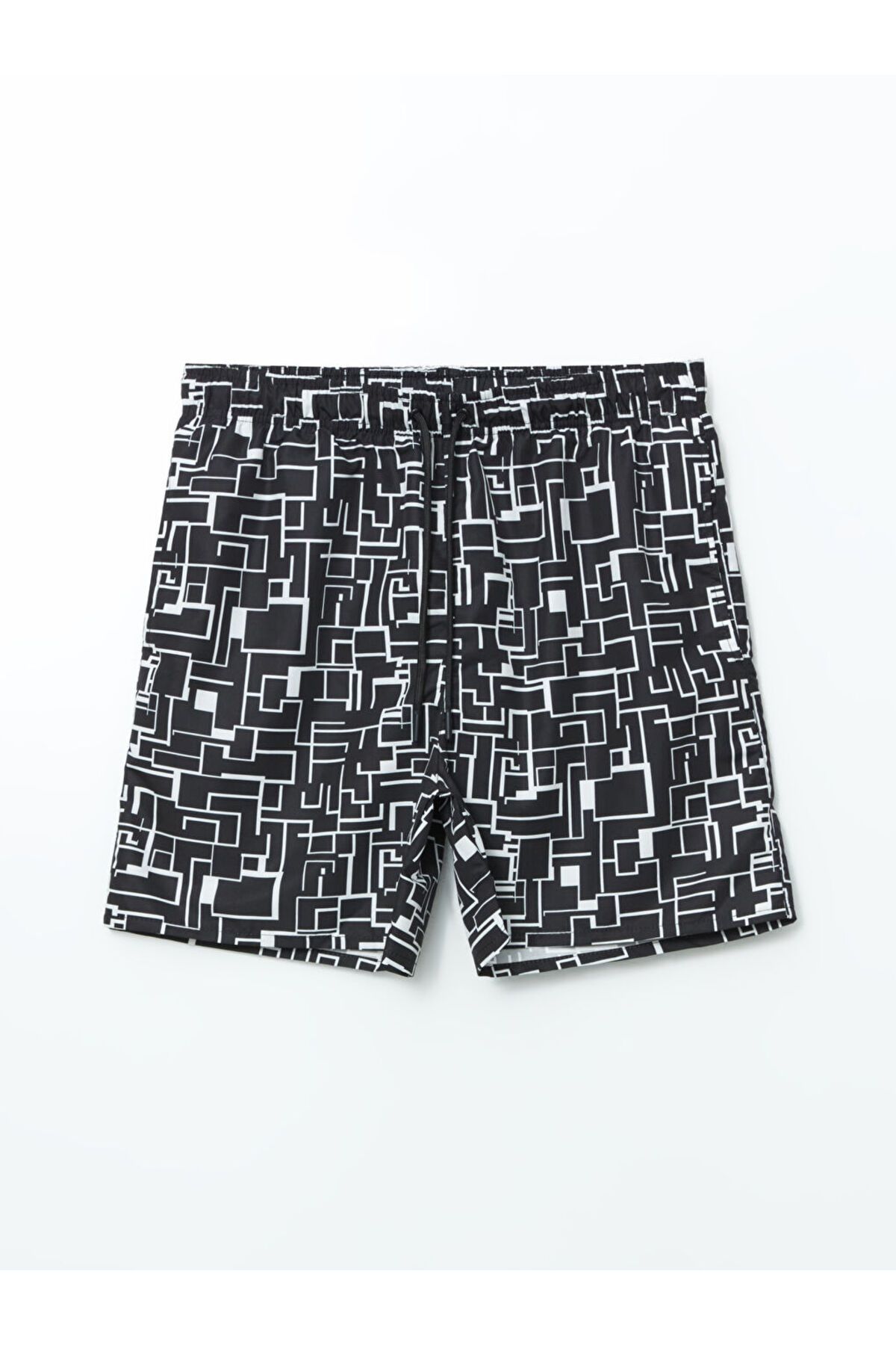 LC Waikiki-Xside Men's Black Short-Length Patterned Swim Shorts 1