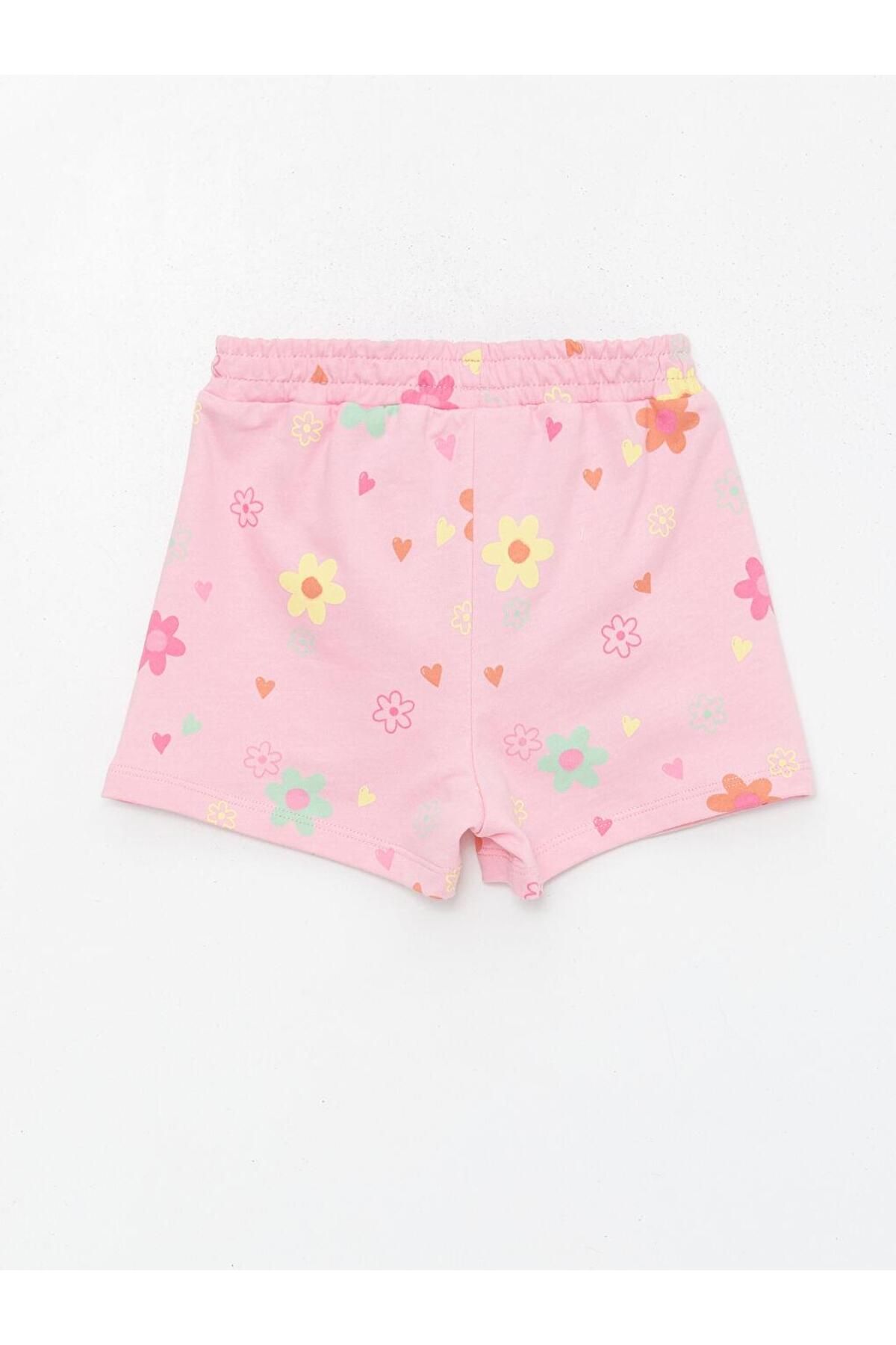 LC Waikiki-Baby Girl Shorts with Elastic Waist and Flower Pattern (S4) 2