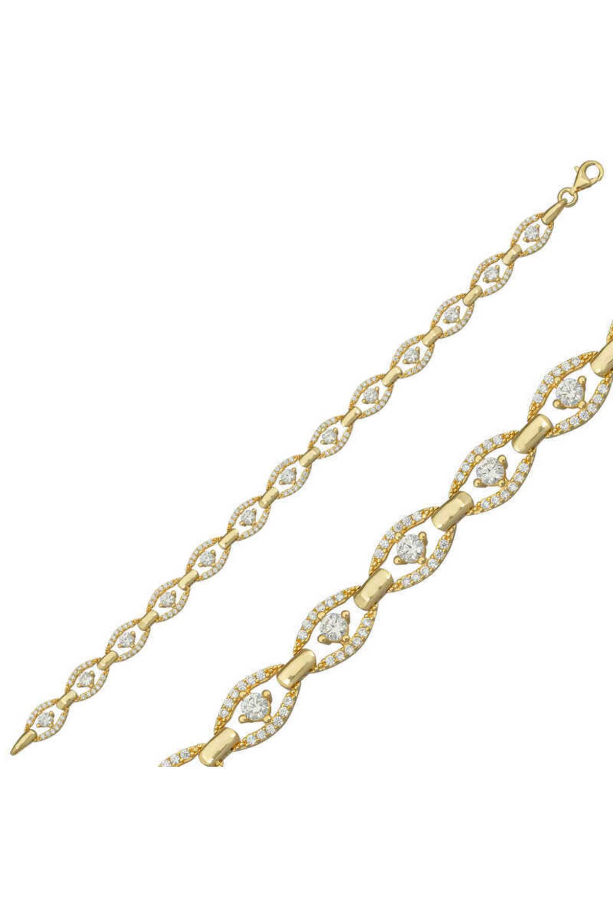 SANSERA 925 Ayar Gümüş Gold Oval Su Yolu Bileklik