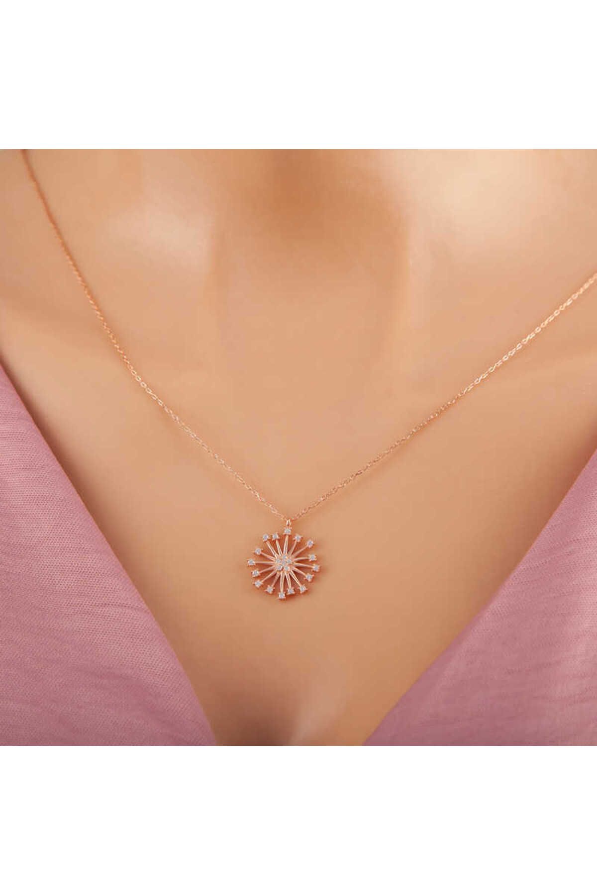 Nasay Store 925 Ayar Gümüş Rose Çiçek Kadın Gümüş Kolye