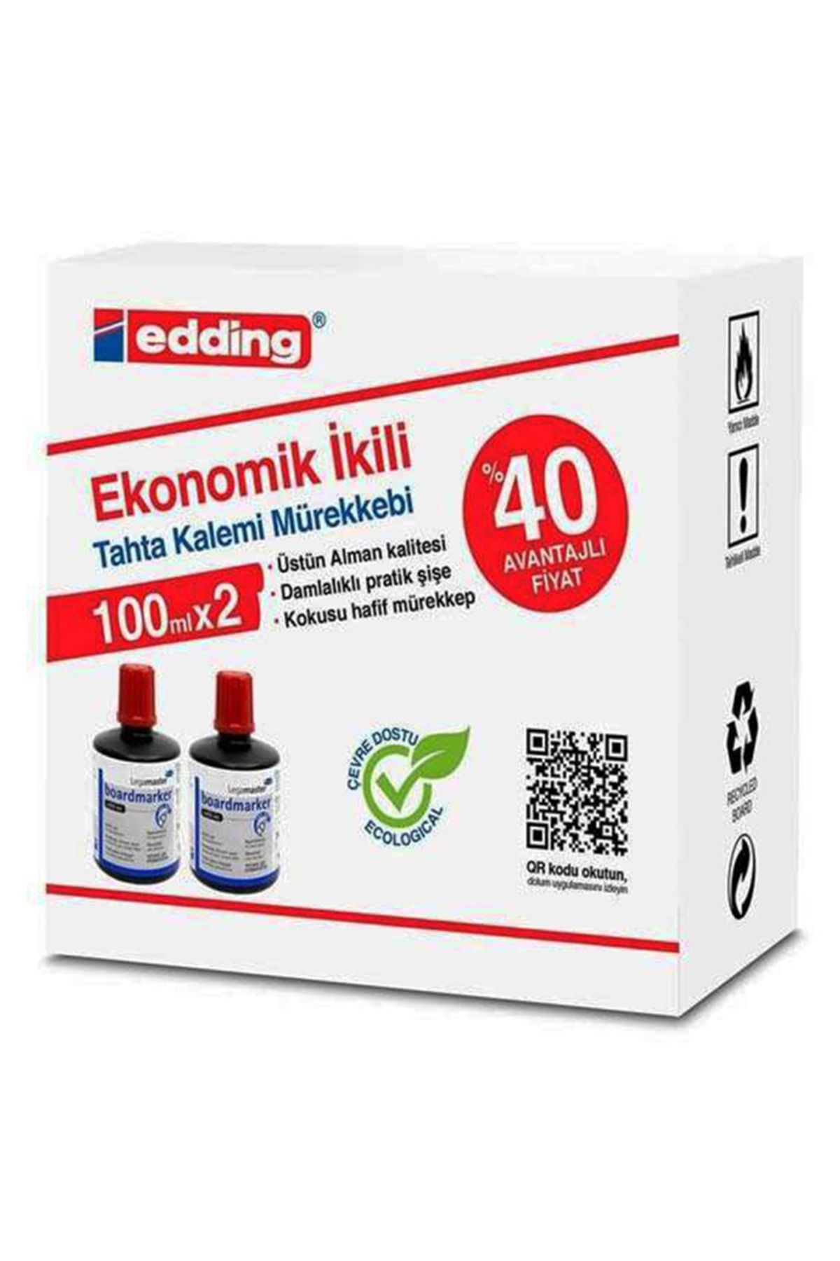 Mu Art Edding Im-1199 100Ml Yazı Tahtası Mürekkebi Kırmızı 2'Li Paket
