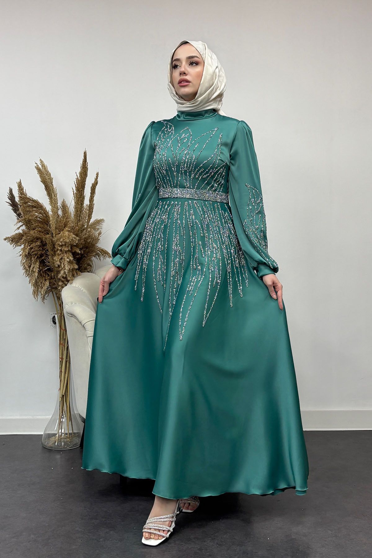 Tesettür Diyarı Rochie De Seara De Dama Dilan Model Stone Femeie - 36