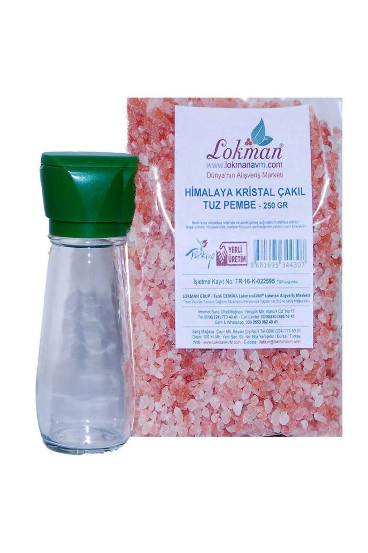 feifei Tuz Karabiber Değirmeni Yeşil + Himalaya Çakıl Tuz Pembe 250 Gr