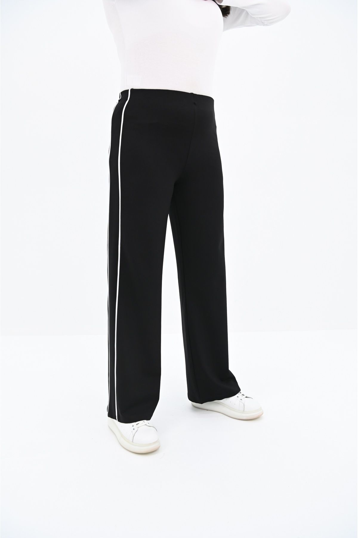 Koza Butik-Women's Large Size Stripe Leggings Pants 6321-25 2