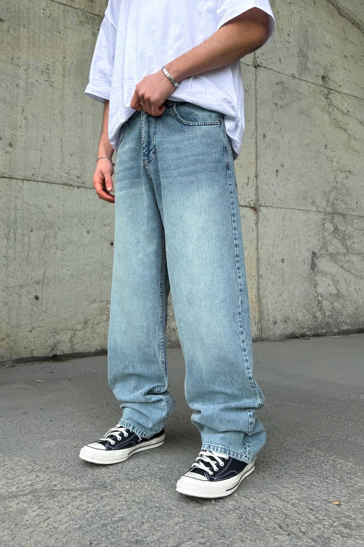 Flaw Wear-Striped Green Baggy Jeans 3