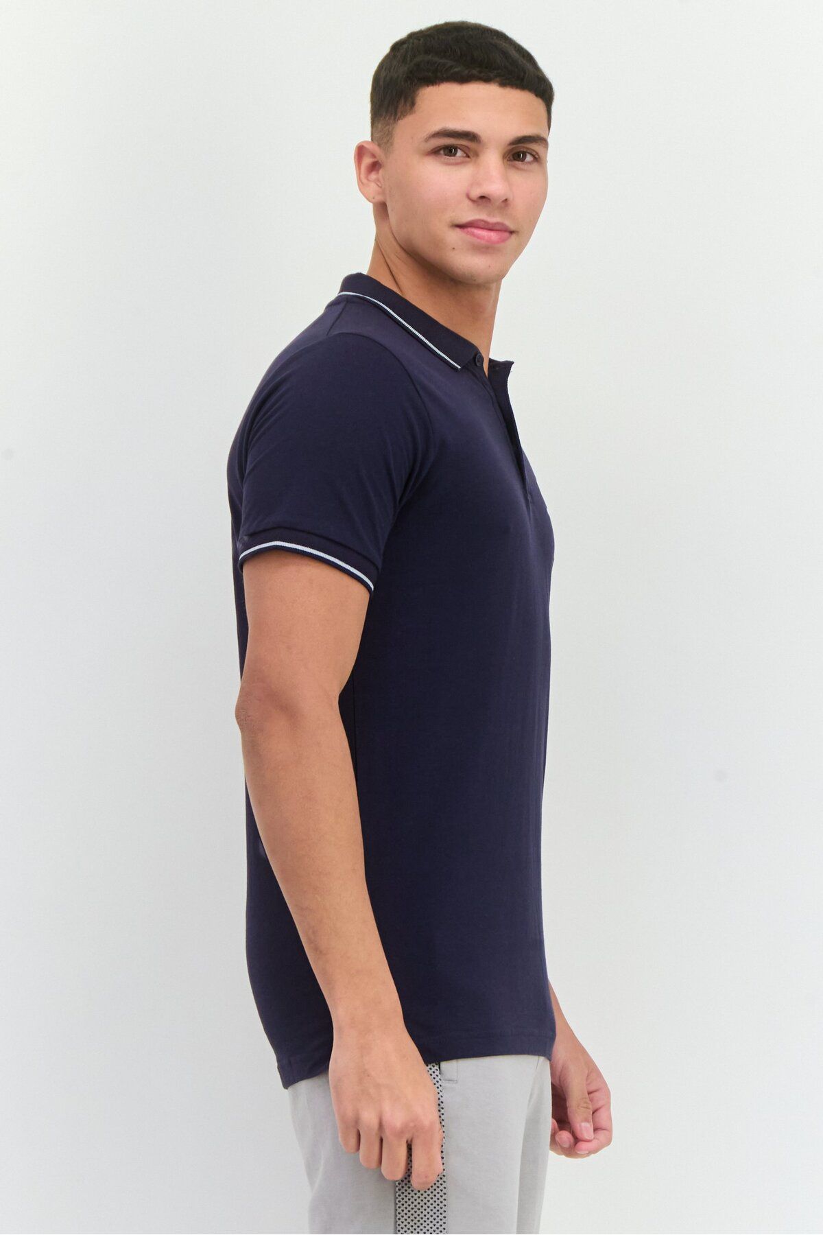 Lotto-Men Sportswear Fit Short Sleeves Outdoor Polo Shirt, Navy 2