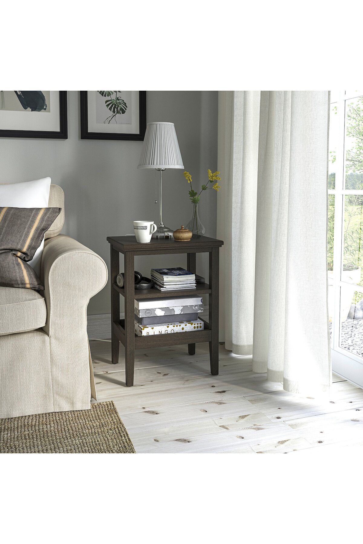 erorex-Side table, dark brown stained, 46x36 cm 2