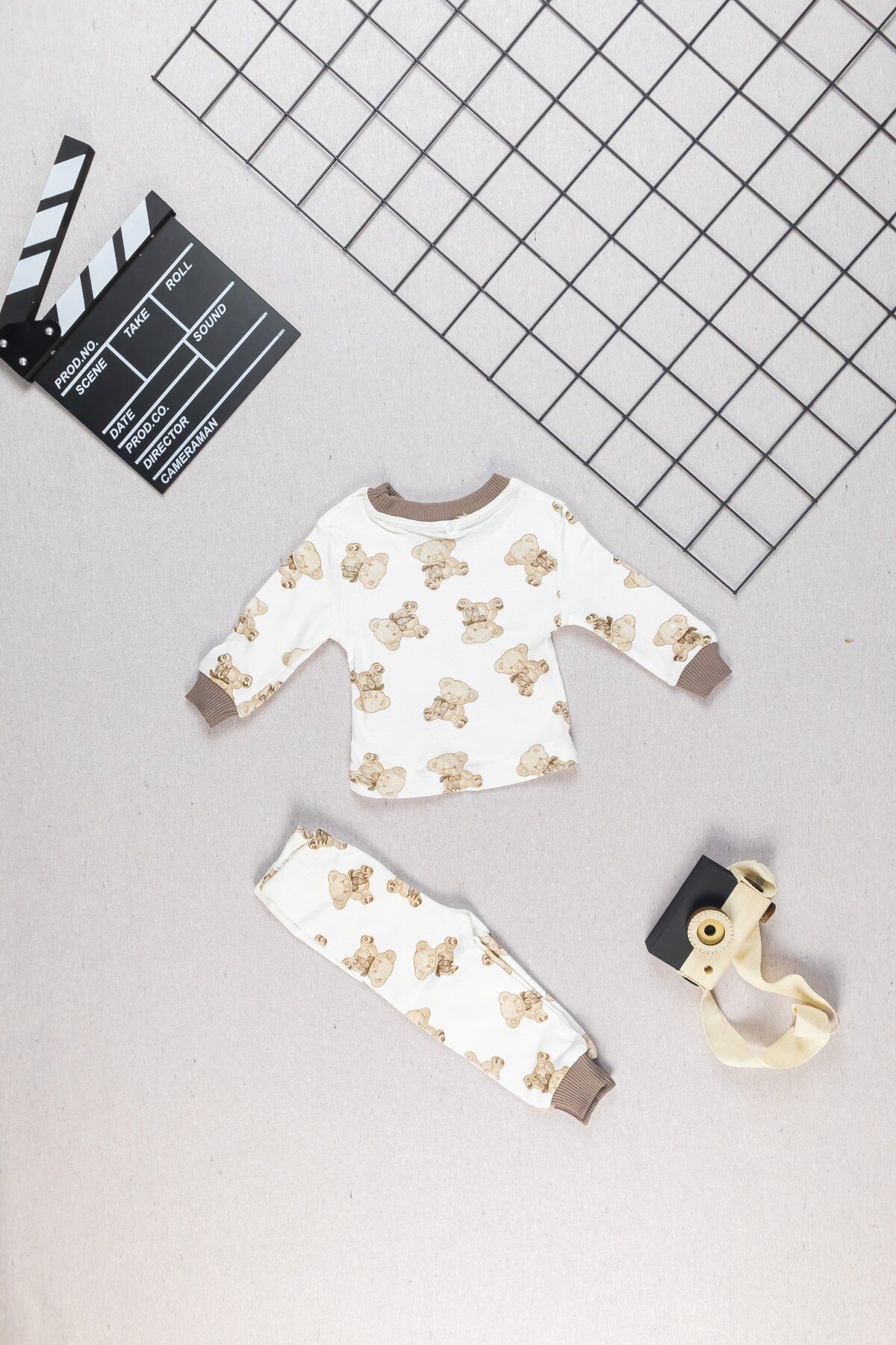 Yalçınoğlu Kids-Cute Baby Pajamas Set with Teddy Bear Pattern - 100% Cotton, Comfortable and Stylish, Sleep Comfortable 1