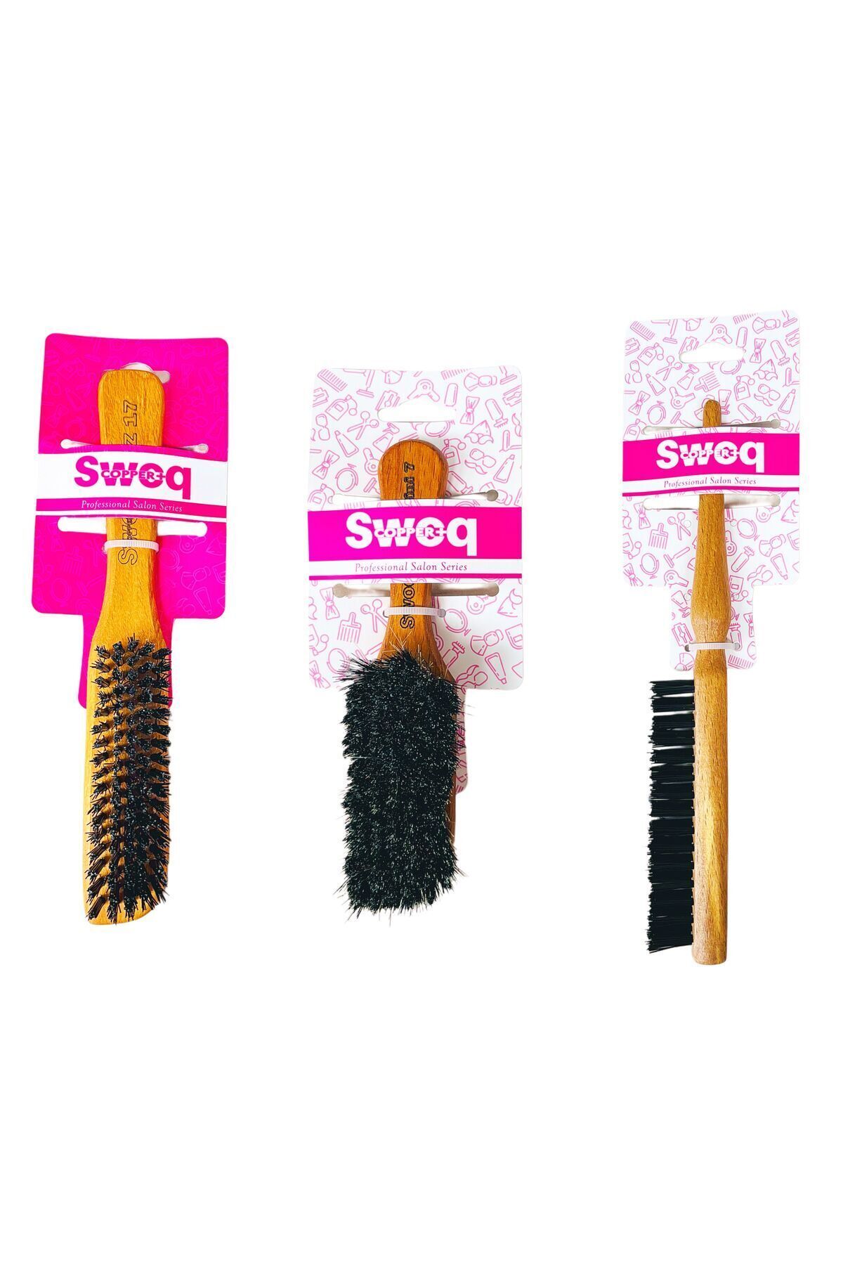 برس حرفه‌ای 3 بسته تیپ Tpz17 &tpz7 Bun Brush و Mini Fade Bun و برس ریش SWOQ