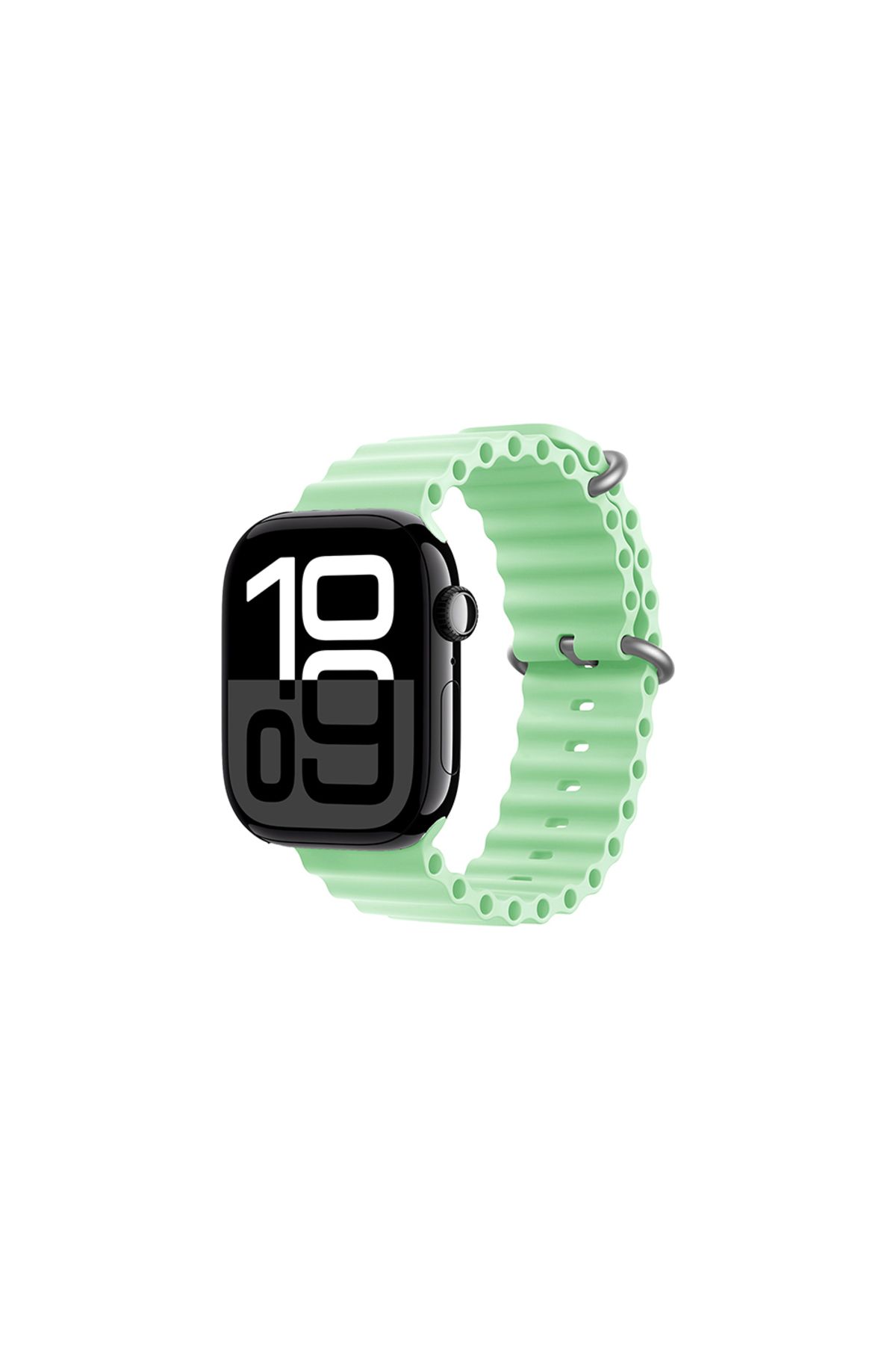 Mobicas Apple Watch 4 (44mm) Uyumlu Ocean Silikon Kordon-75 Açık Yeşil