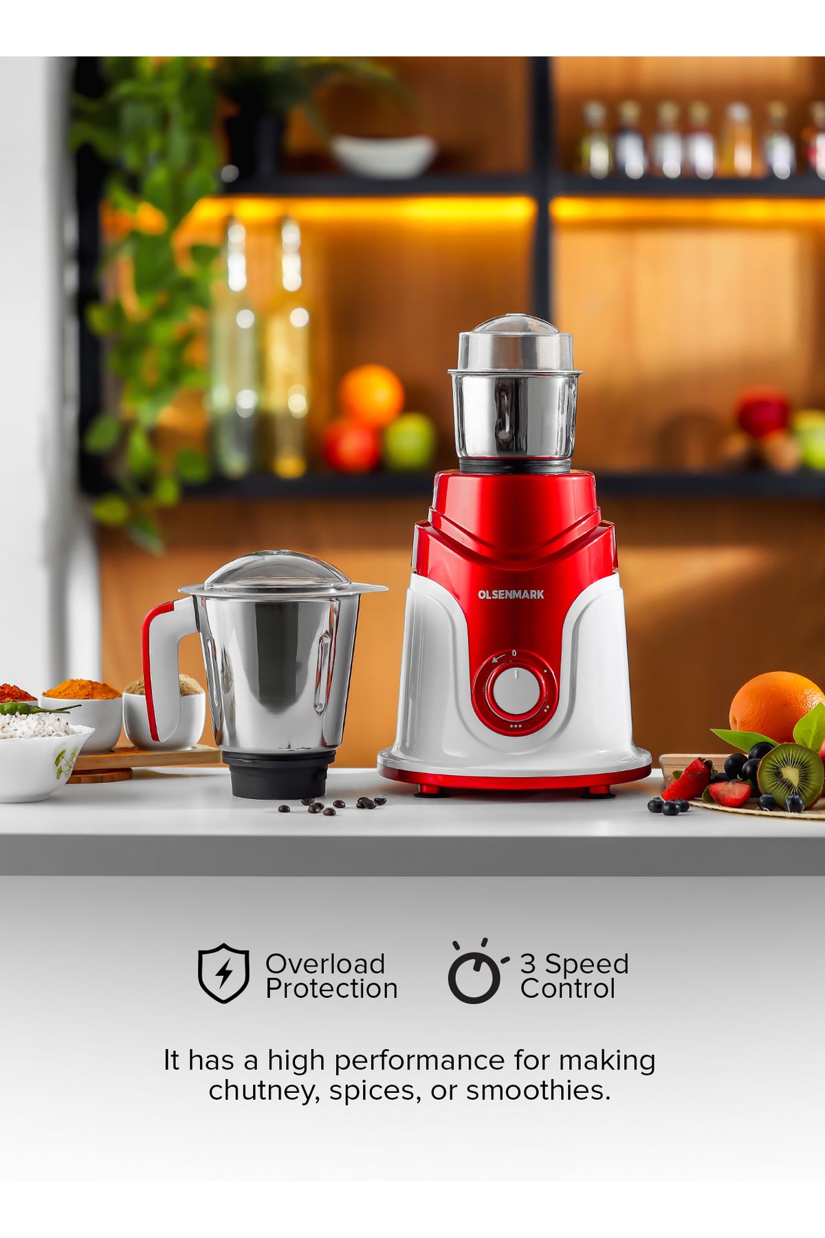 Olsenmark-3-in-1 Mixer Grinder Juicer Blender 3-speed 750 W Omsb2427k Multicolour 6