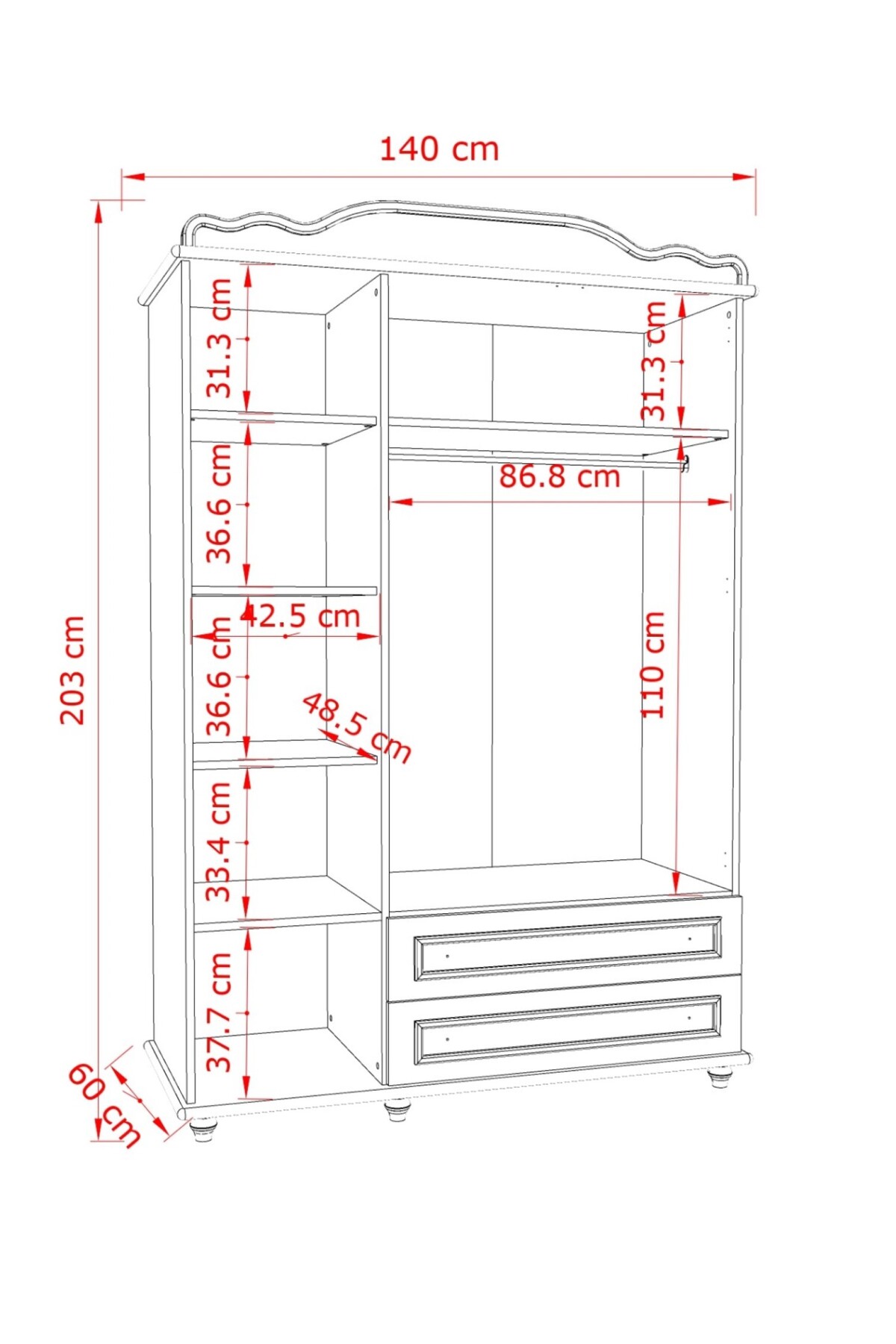 Meltem Smart Kral Beyaz Bebek Odası Üç Kapılı Dolap fotoğrafı 3 (önizleme)