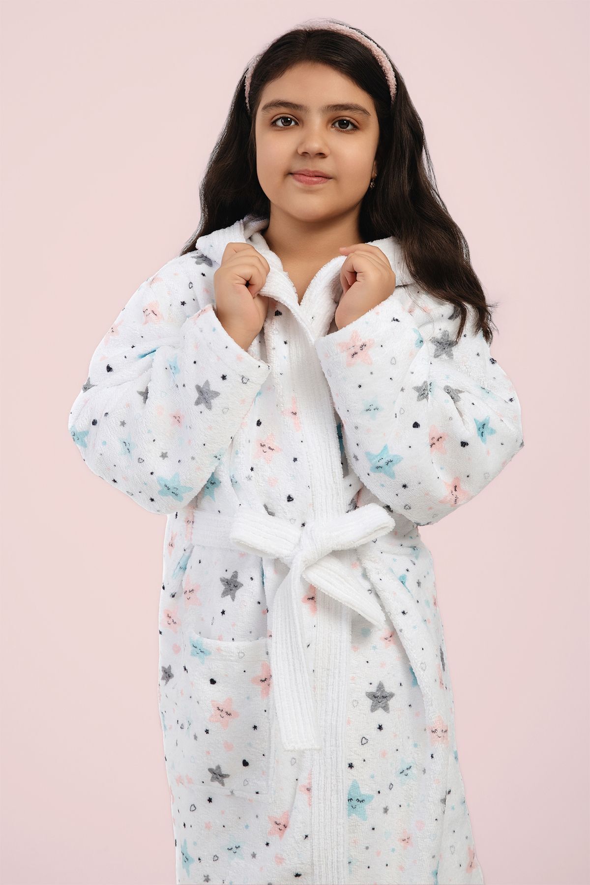 VEVİEN HOME-Star Pattern Digital Printed Young Children's Bathrobe 3