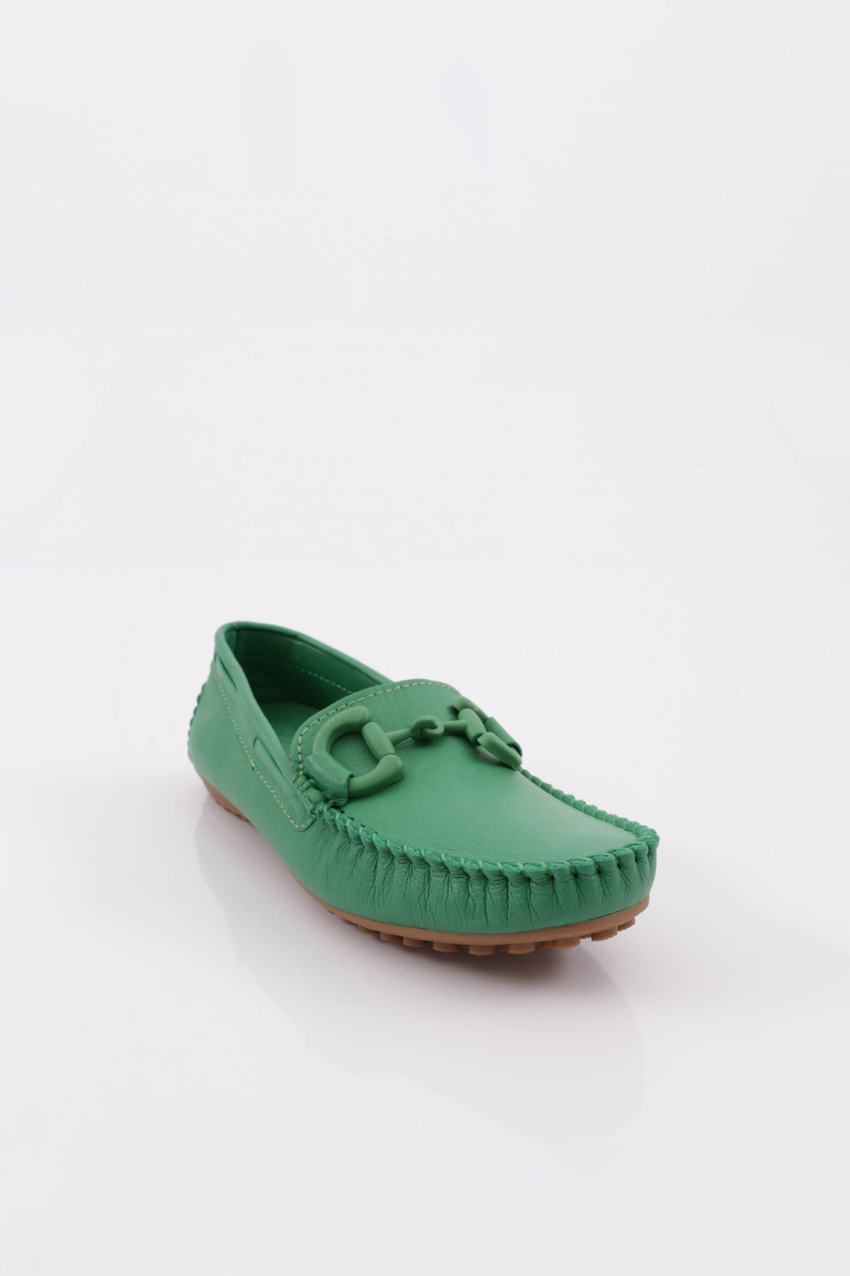 DGN-K105 Damen-Accessoire-Loafer-Schuhe aus echtem Leder in Grün 2