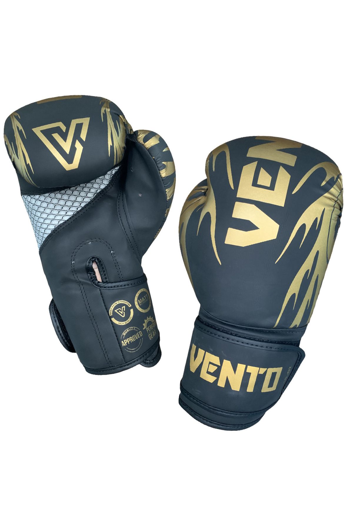 VENTO-Tatto Boxing and Kickboxing Gloves Black 10 oz 6