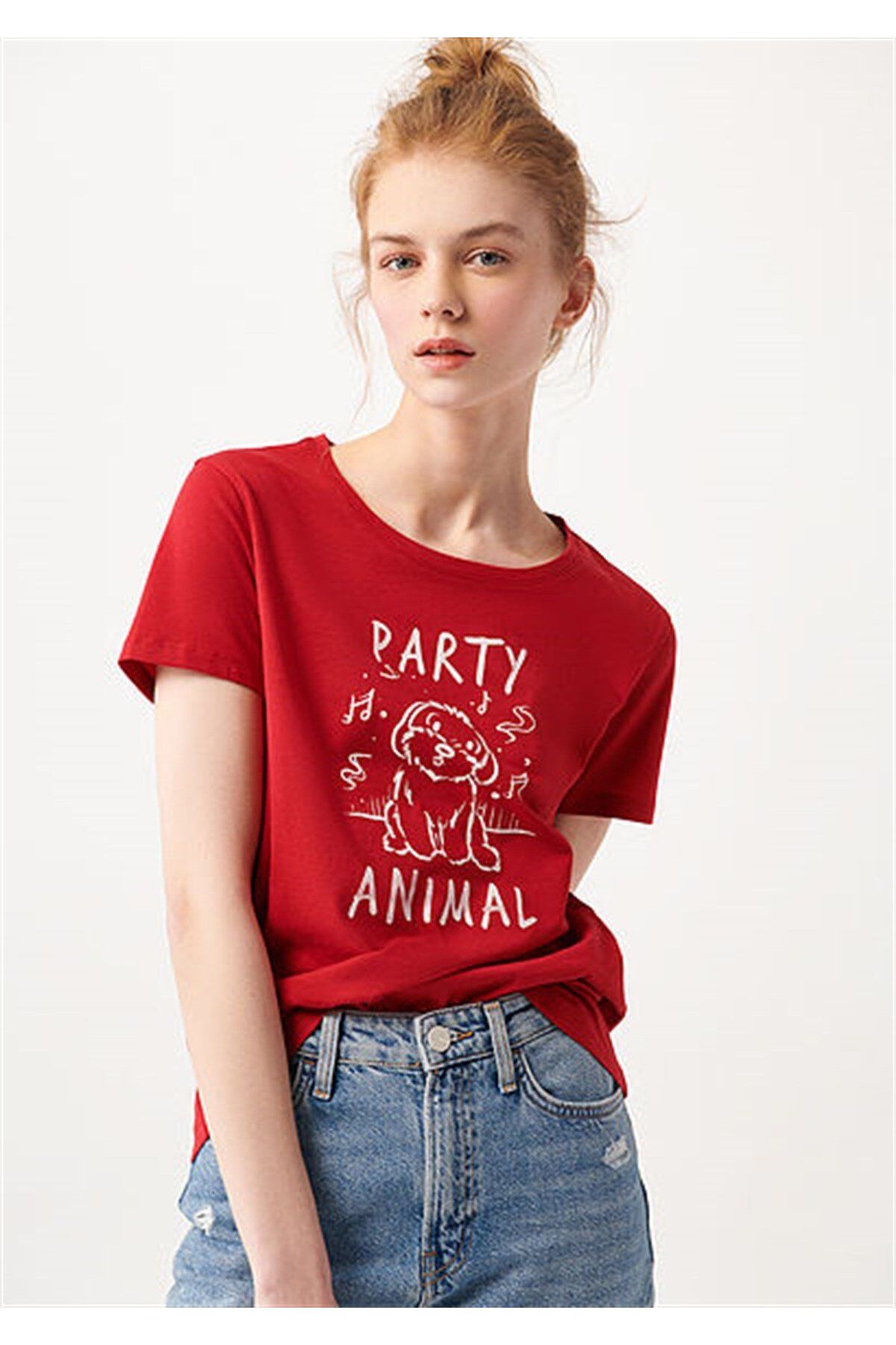 Mavi-Tricou roșu chinezesc pentru femei cu imprimeu animal de petrecere 1610263 -70467 1