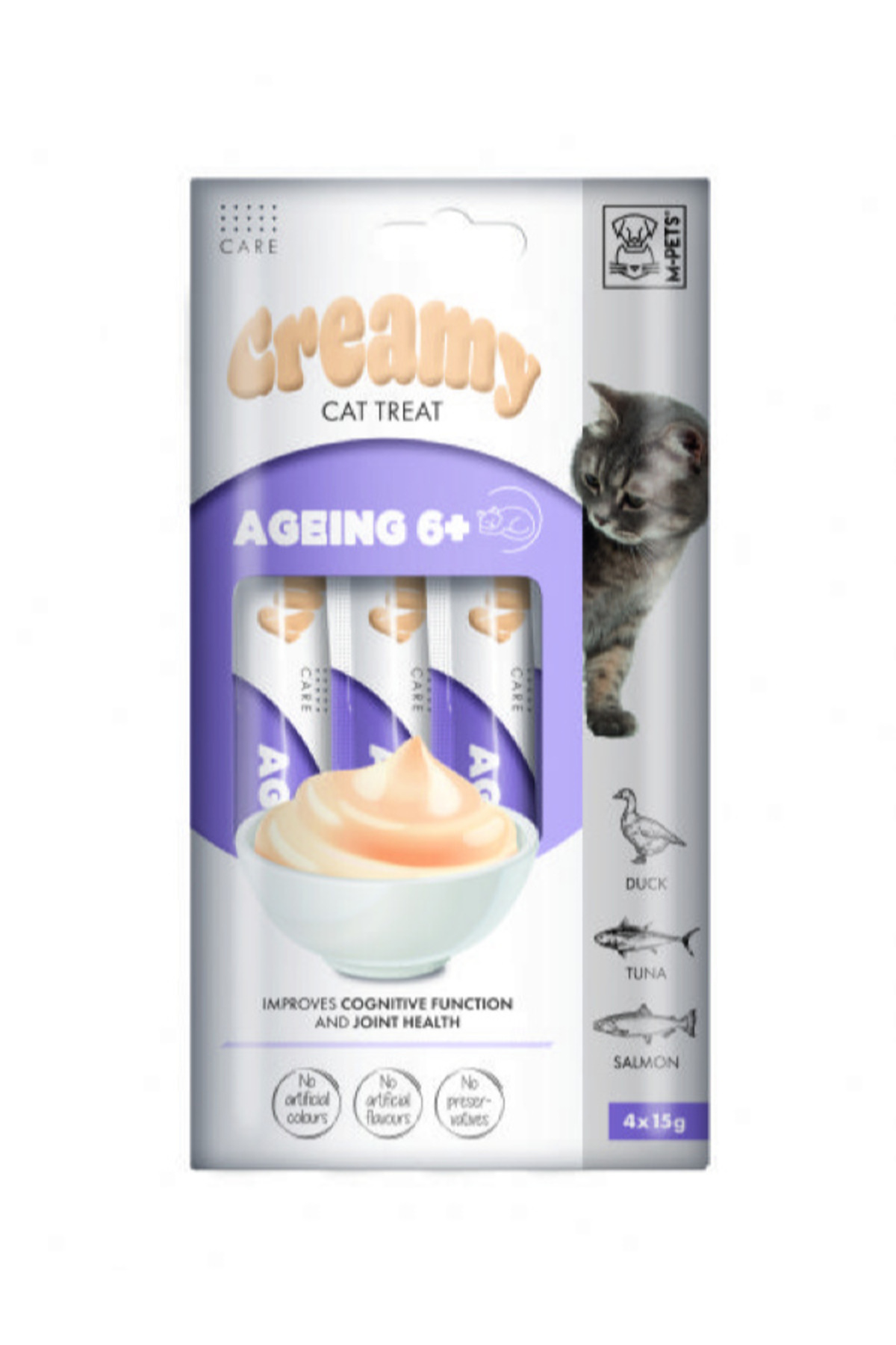 M-PETS AGEING 6+ FONKSİYONEL CREAMY KEDİ ÖDÜLÜ 4X15GR