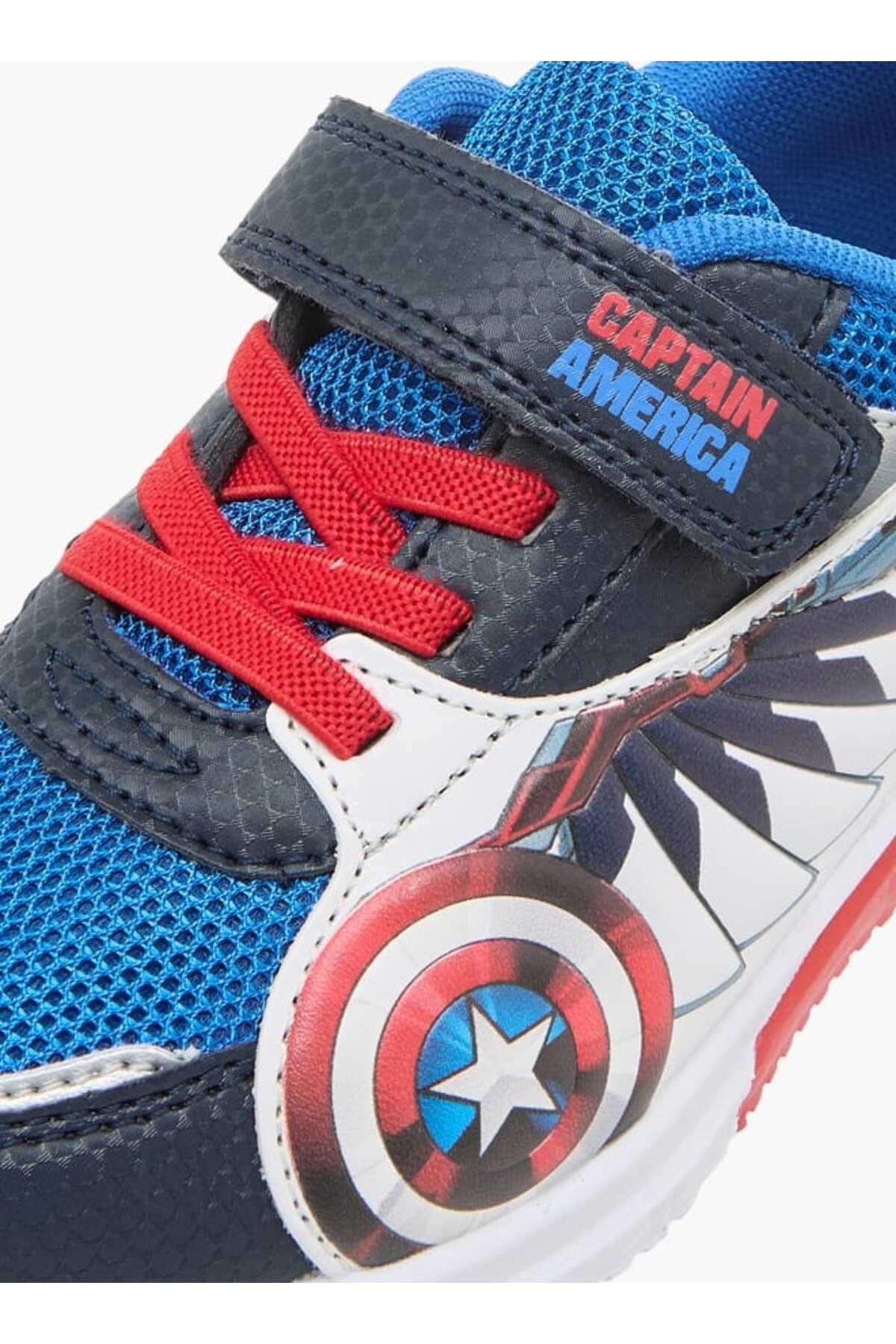 Marvel-Captain America Print Light-Up Sneakers with Hook and Loop Closure 4