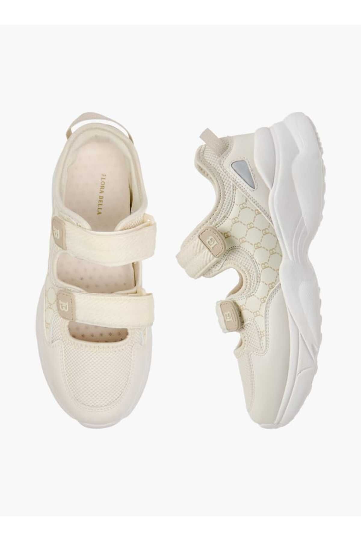 Flora Bella by Shoexpress-Flora Bella Monogram Print Sneakers with Hook and Loop Closure 1